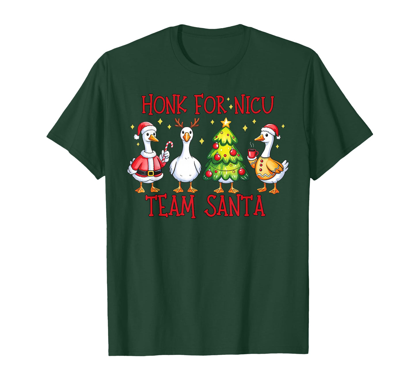 Honk for NICU Team Santa Christmas Silly Goose Group Nurse T-Shirt