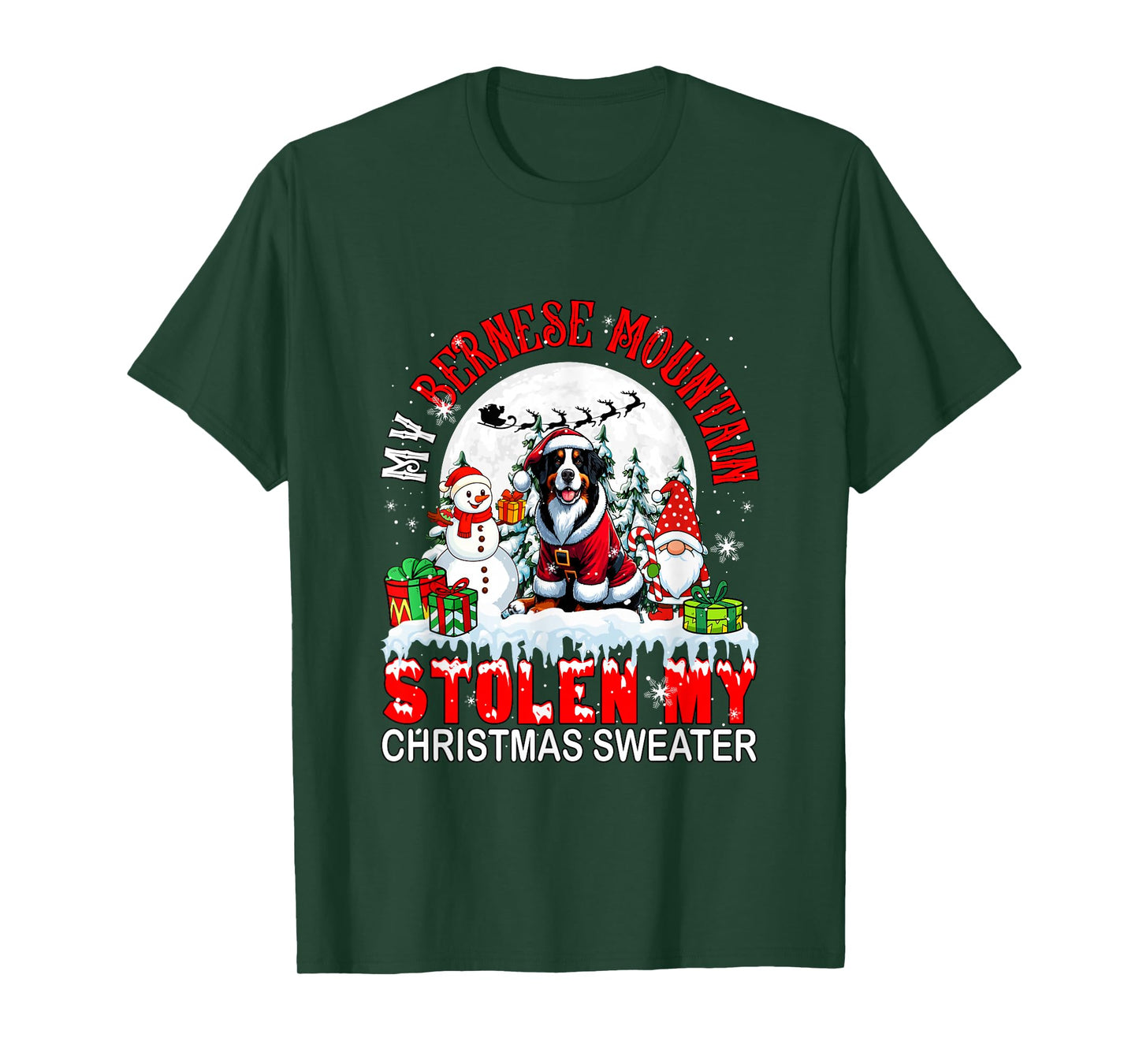 My Bernese Mountain Stolen My Christmas Sweater Santa Dog T-Shirt