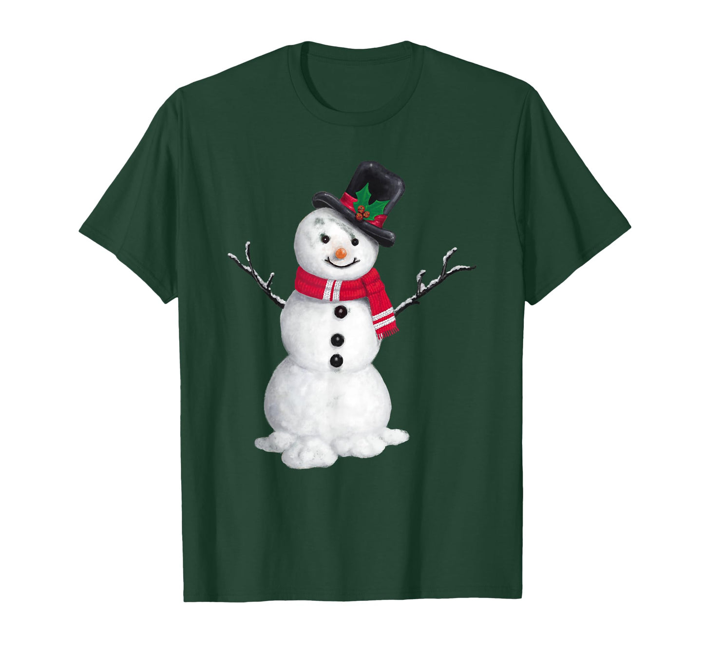Classic Snowman Top Hat Red Scarf Christmas T-Shirt