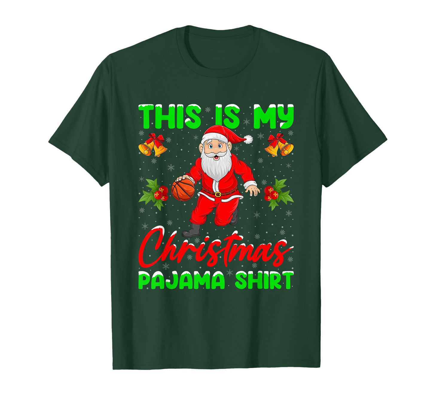This is My Christmas Pajamas Funny Santa Playing Basketball T-Shirt
