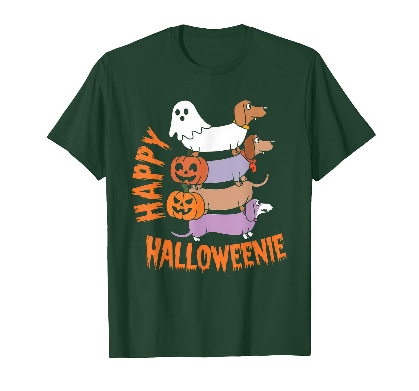 Happy Halloweenie Tshirt Women Men Wiener Monster Party T-Shirt