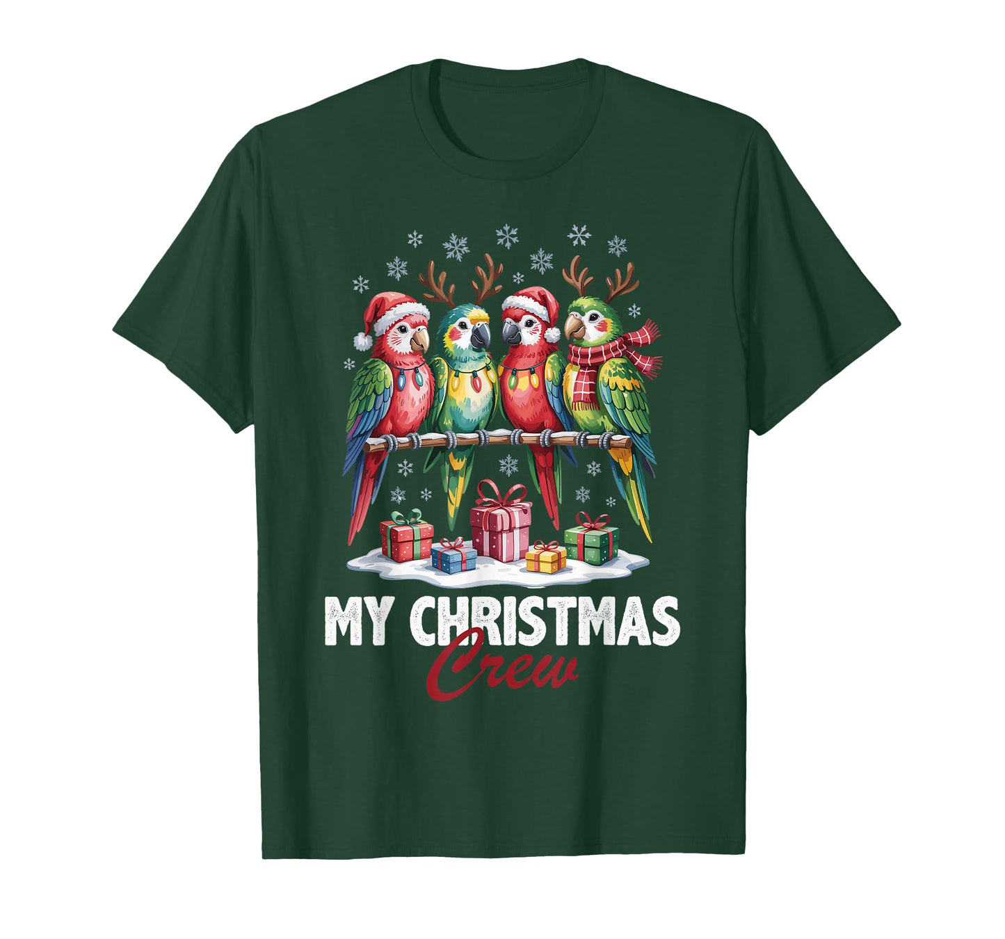 Parrot Christmas Crew Cute Bird Lovers Funny Holiday Pajama T-Shirt