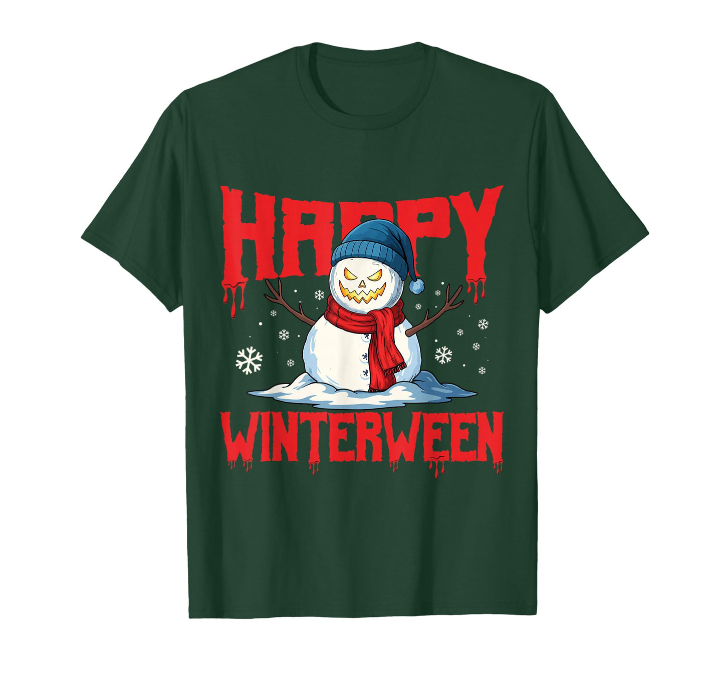 Happy Winterween Winter Halloween Christmas Scary Snow Man T-Shirt