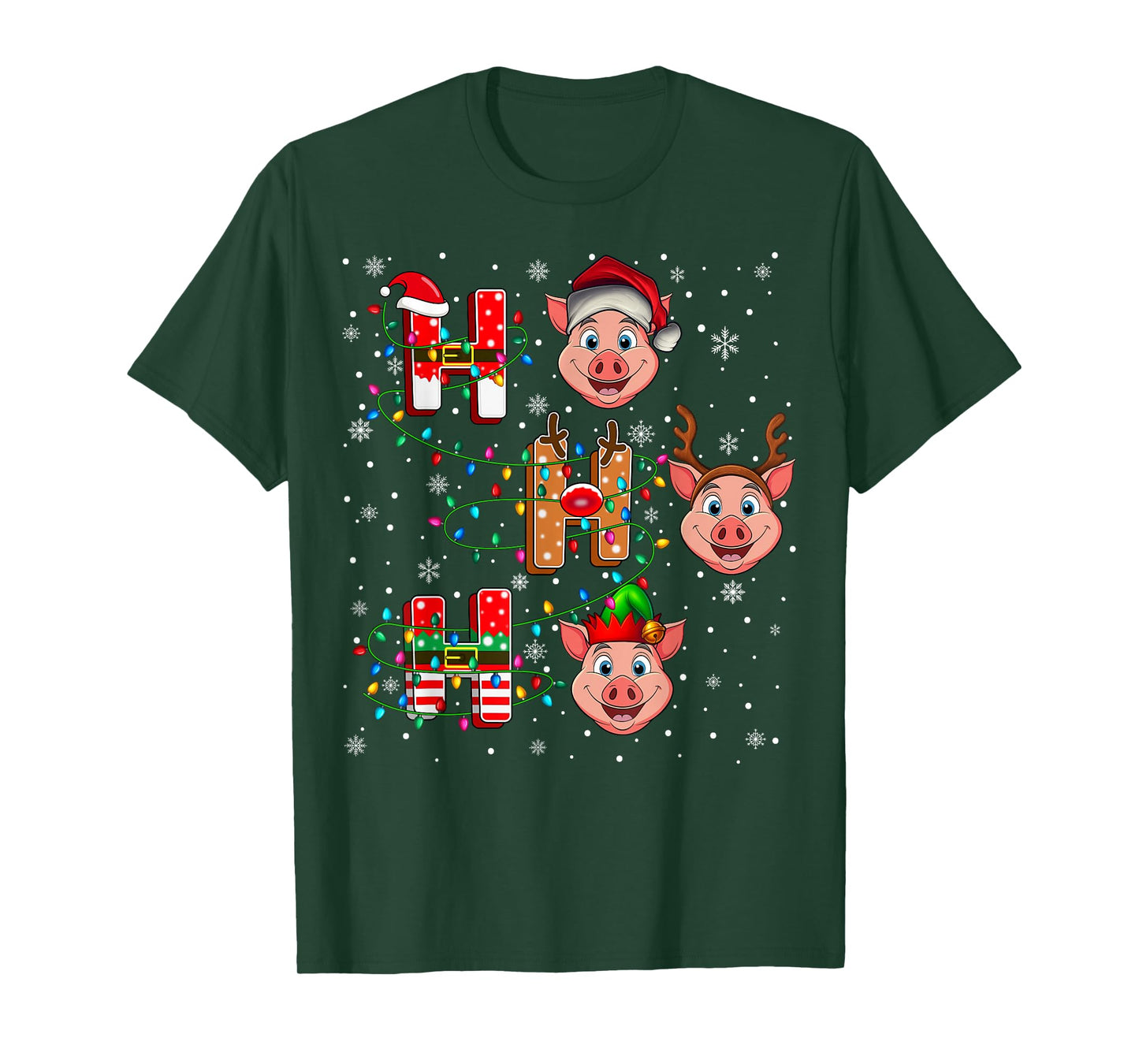 Ho Ho Ho Santa Reindeer Hat Elf Pig Animal Christmas T-Shirt