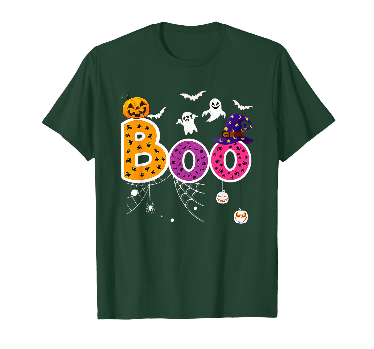 Boo with Spiders and Witch Hat Halloween Costume T-Shirt