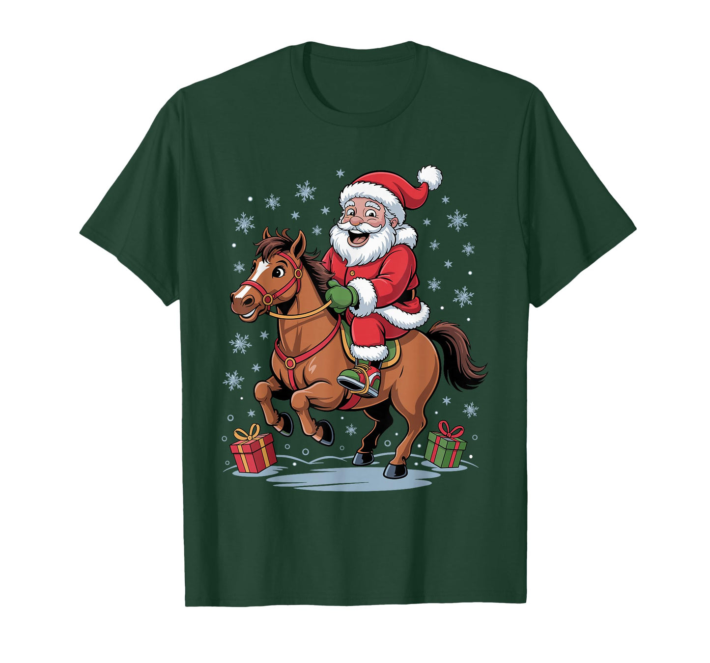 Funny Santa Riding Horse Equestrian Christmas Xmas Pajama T-Shirt
