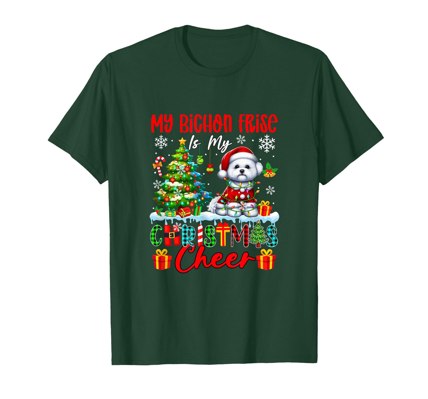 My Bichon Frise is My Xmas Cheer Funny Santa Dog Owner Kids T-Shirt