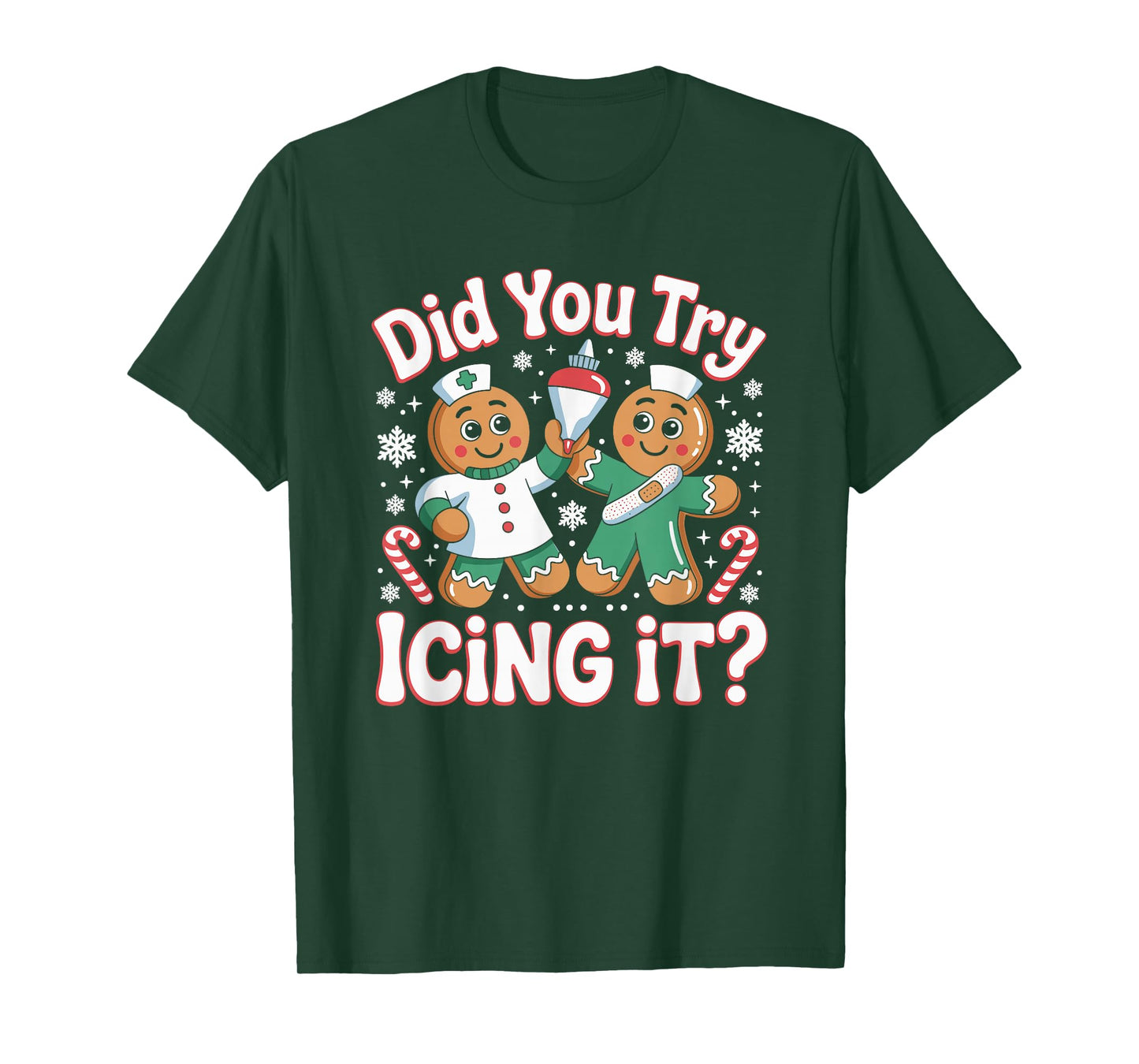 Did You Try Icing It Retro Christmas Gingerbread Nurse Squad T-Shirt