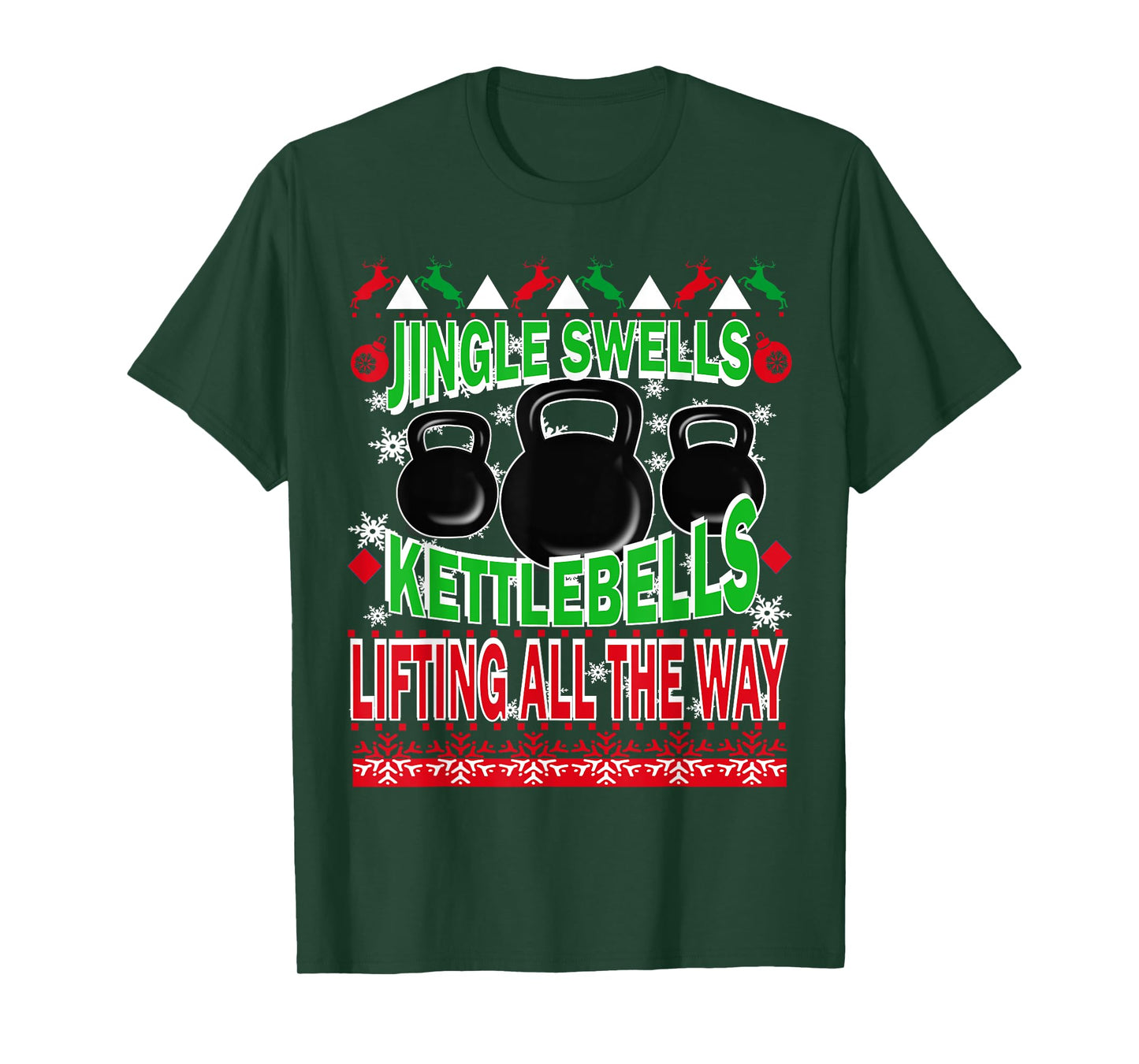 Ugly Christmas Gym Kettlebell Weightlifting Fitness Gift T-Shirt