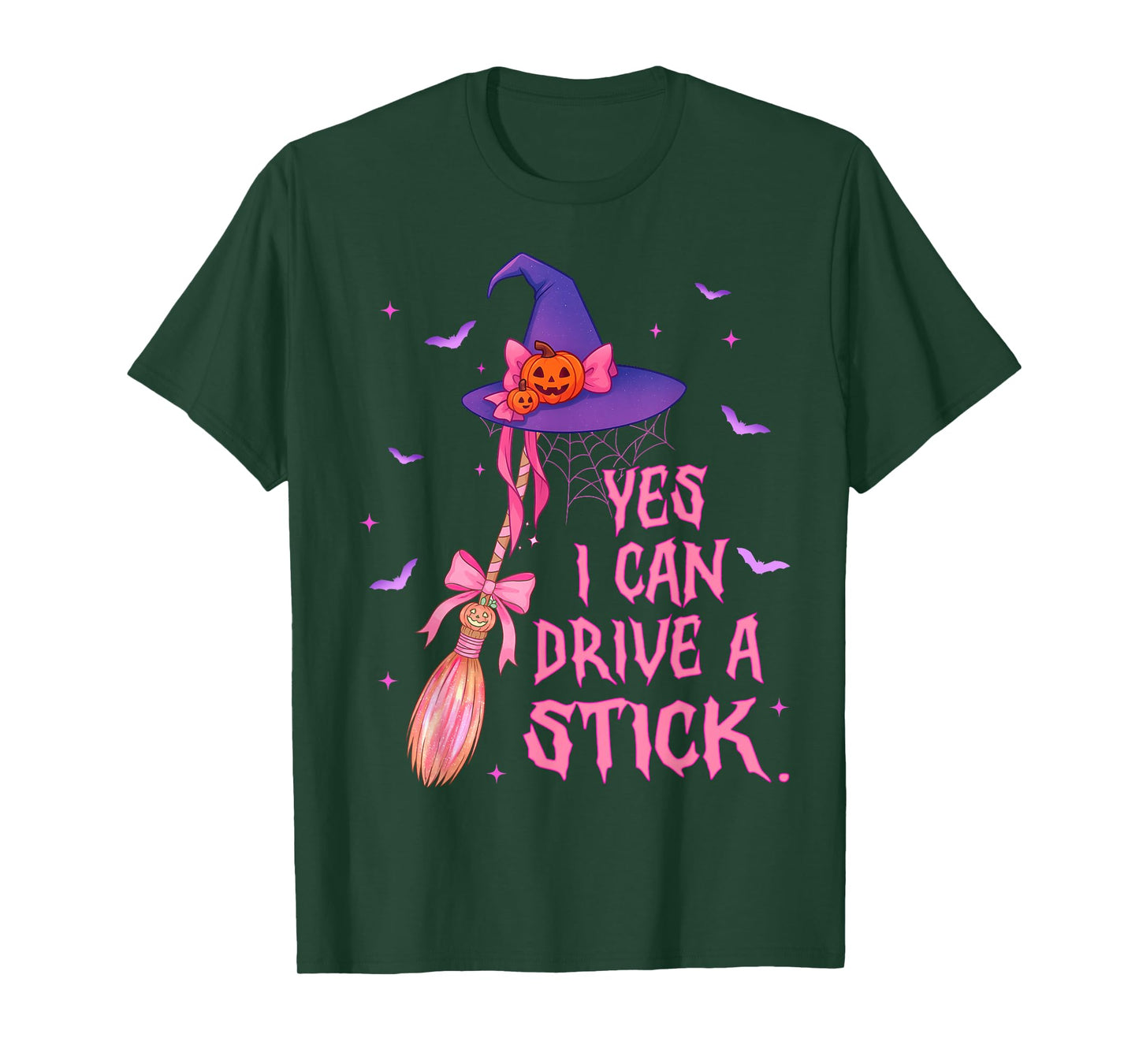 Yes I Can Drive A Stick Funny Spooky Witch Halloween T-Shirt