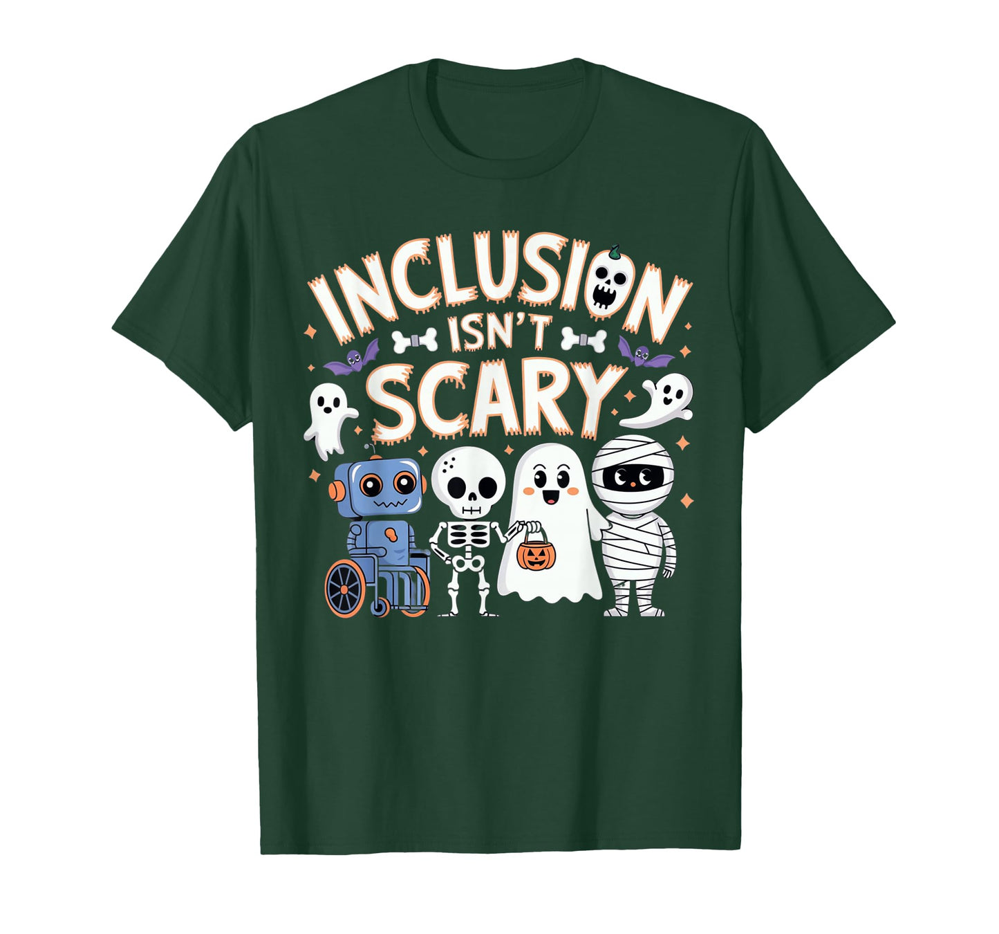 Inclusion Isn't Scary Mummy Boo Ghost Halloween Teacher Fun T-Shirt