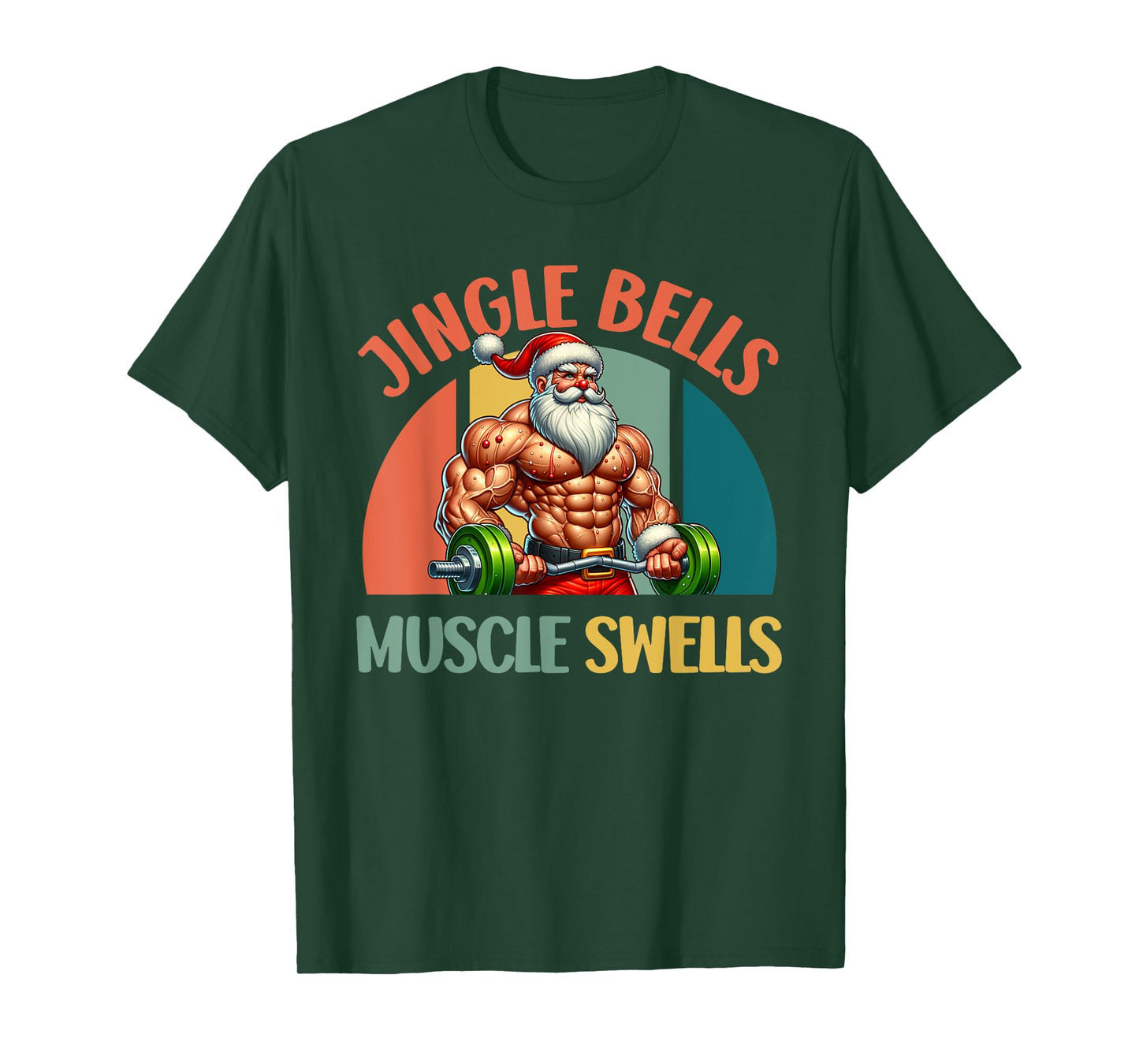 Santa Claus Jingle Bells Muscle SWELLS Funny Gym T-Shirt