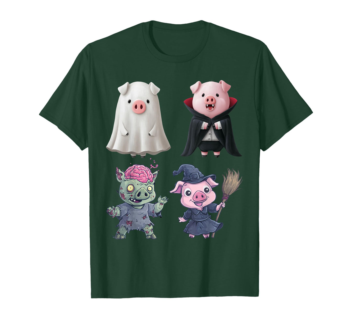 Pig Spooky Witch Boo Zombie Cute T-Shirt