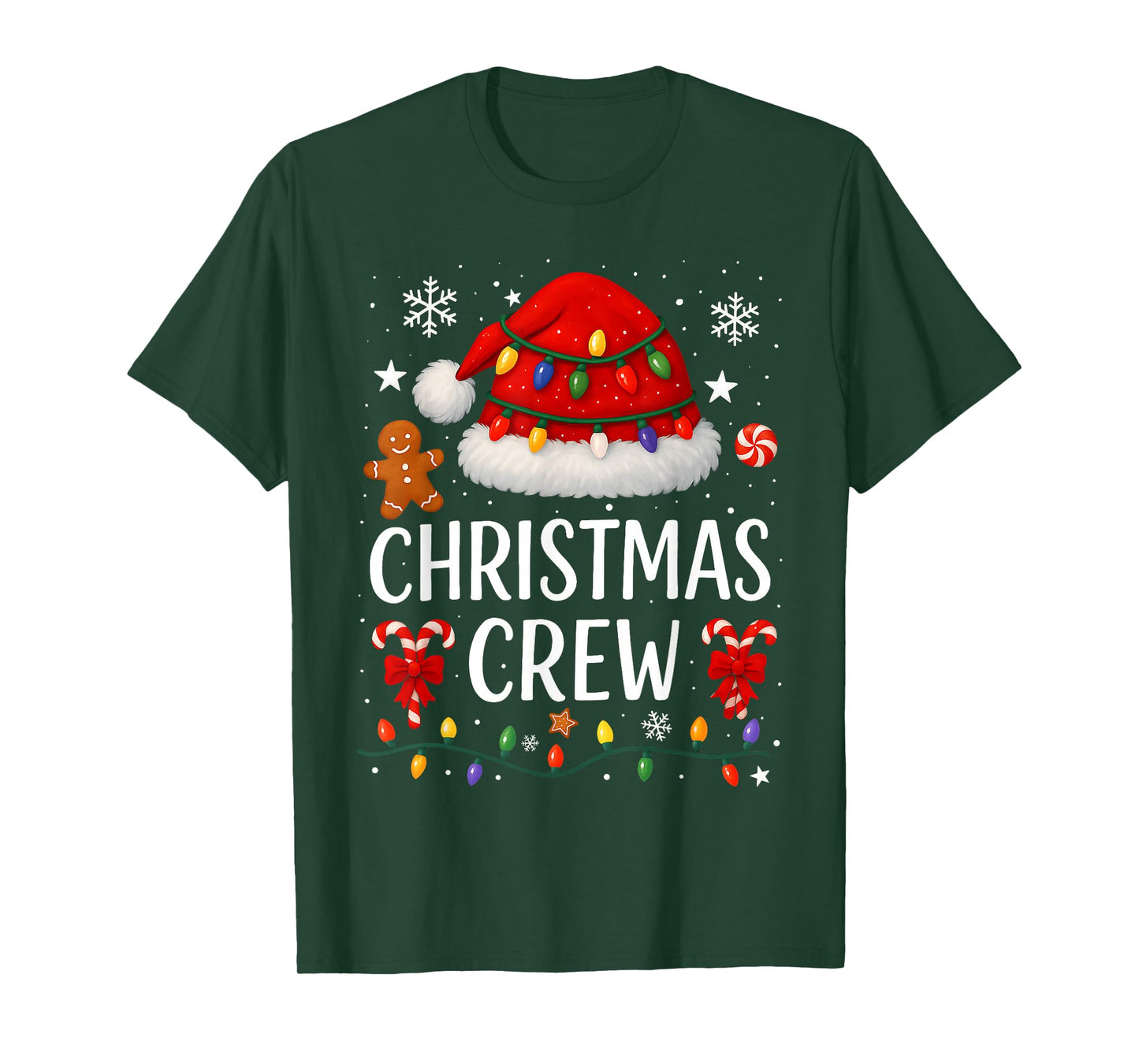 Christmas Crew Family Matching Pajamas Xmas Lights Holiday T-Shirt