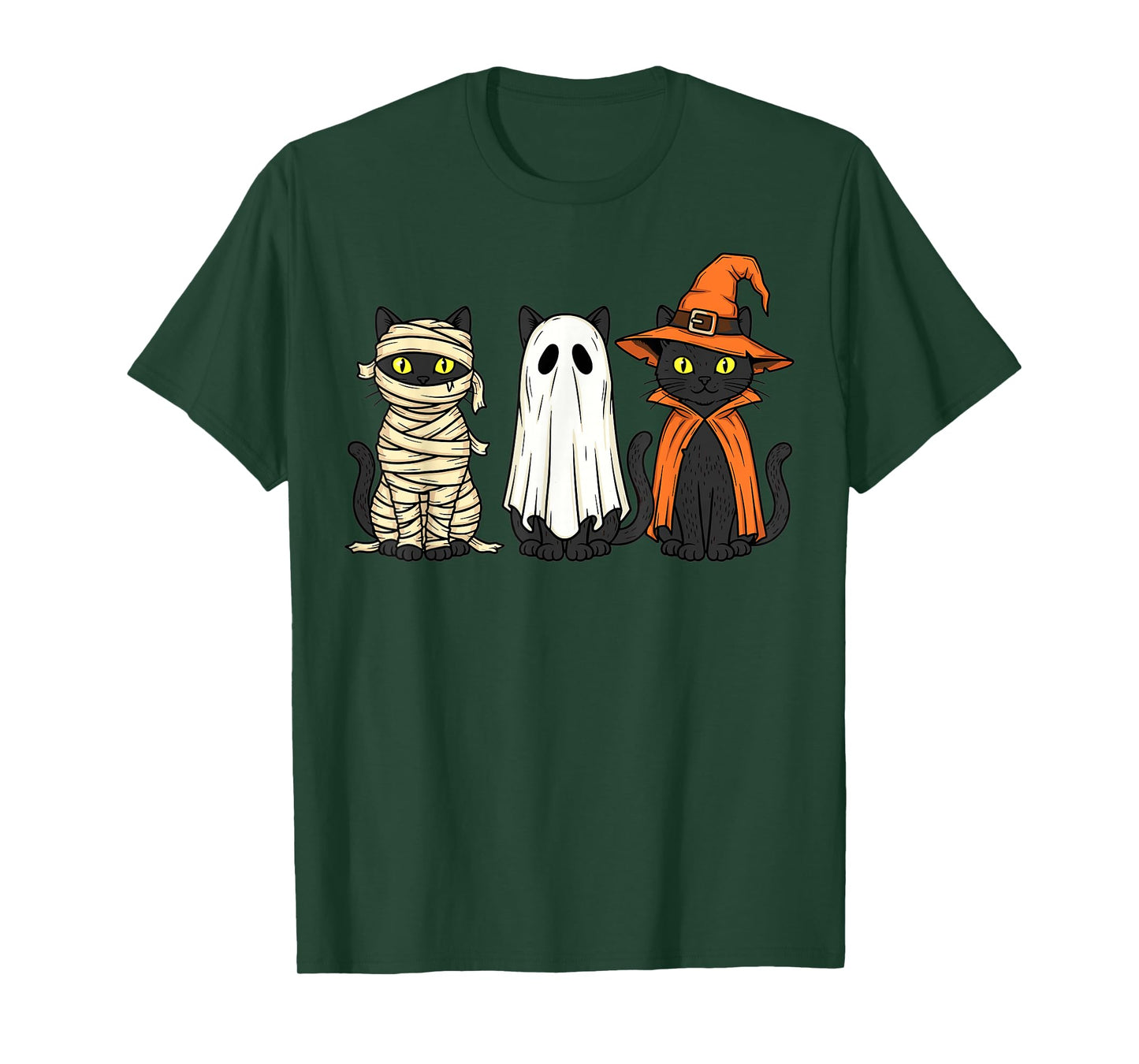 Halloween Black Cats Witch Ghost Mummy Cute Costume Art T-Shirt