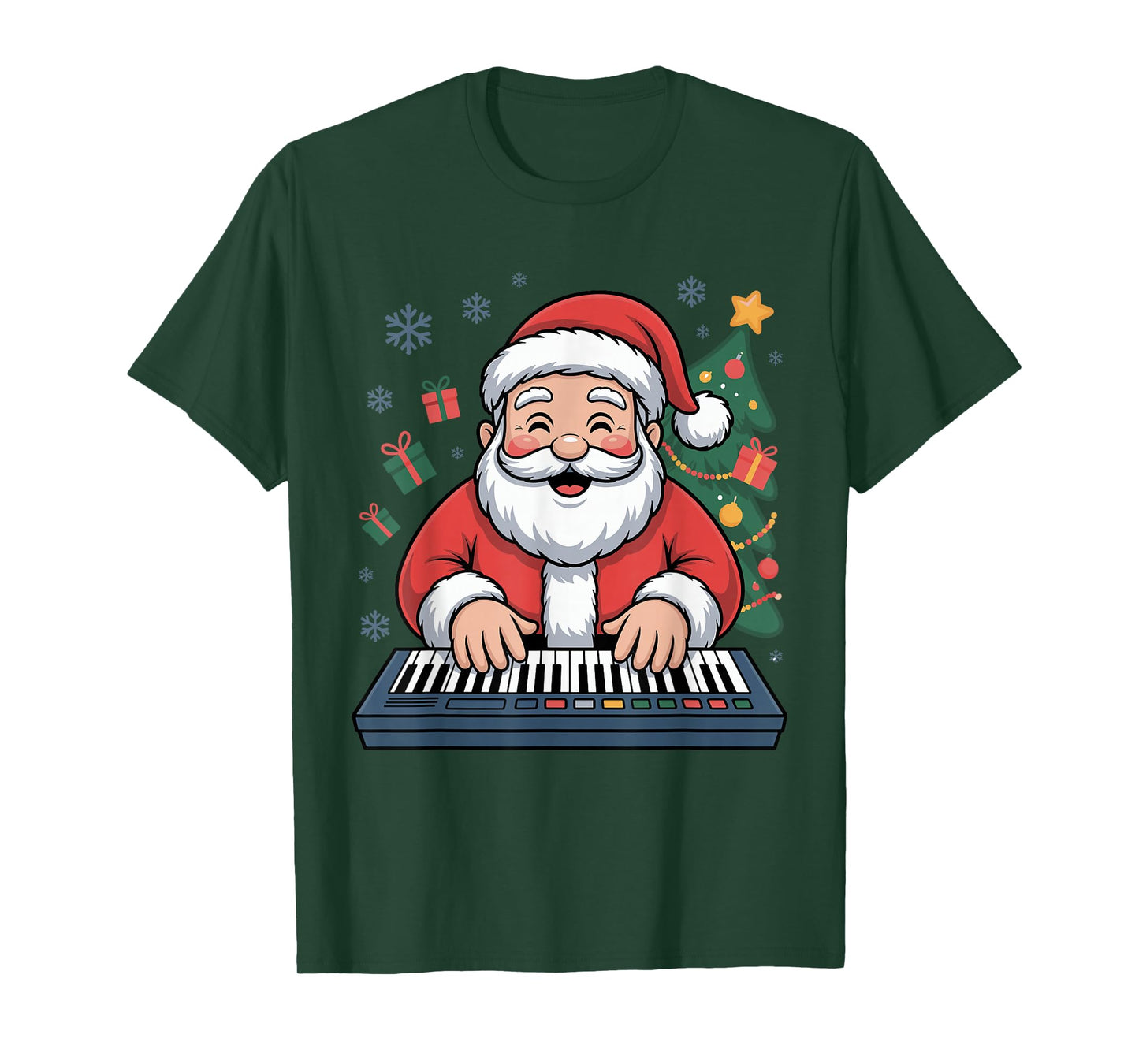 Funny Santa Christmas Design Digital Keyboard Holiday Pajama T-Shirt