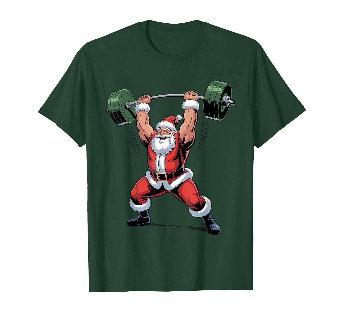 Santa Weightlifting Fitness Gym Training Christmas Xmas T-Shirt