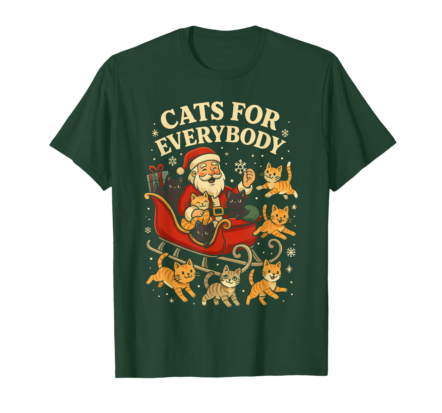 Cats for Everybody Christmas Shirt Men, Funny Santa Cat Dad T-Shirt