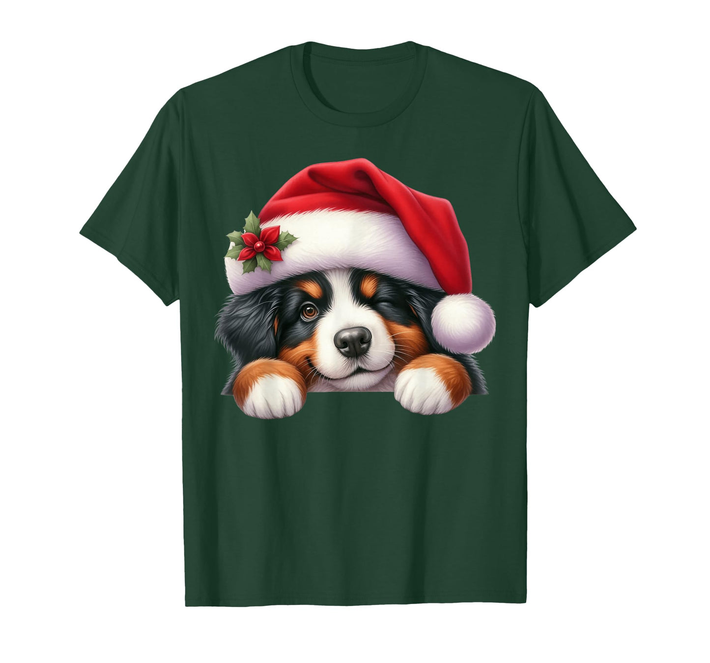 Bernese Mountain Dog Dog Christmas Santa Hat Dog Mom Dad T-Shirt
