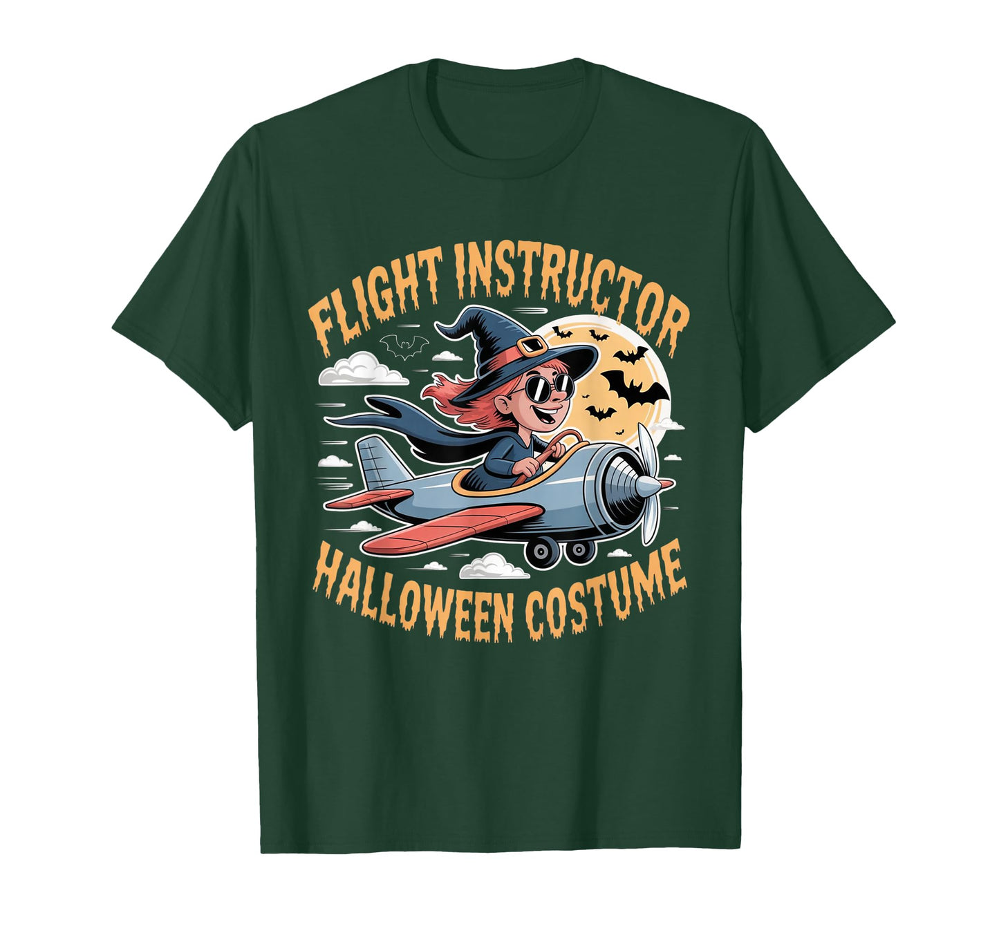 Flight Instructor Witch Funny Aviation Halloween T-Shirt