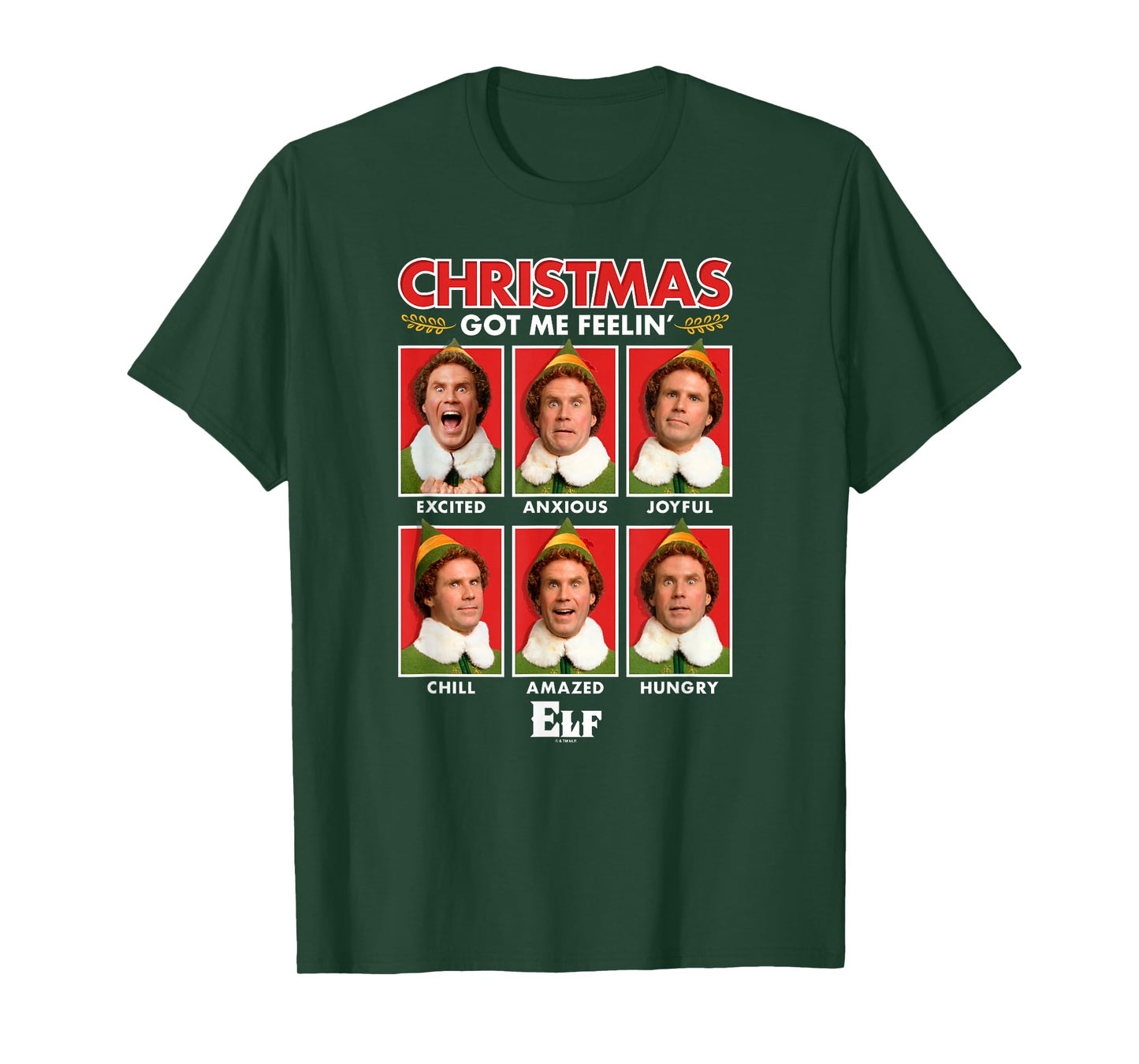 Elf Christmas Got Me Feelin' Buddy's Funny Emotions Chart T-Shirt