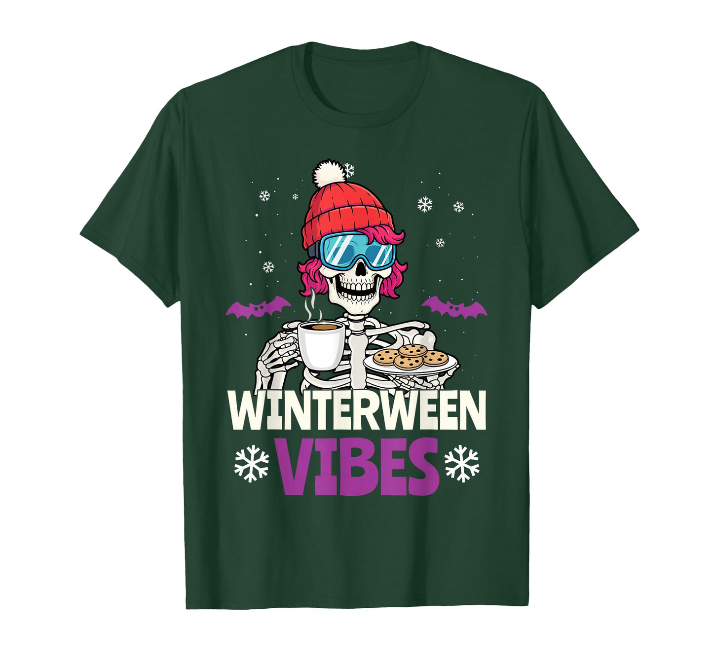 Winterween Vibes Winter Halloween Christmas Funny Skeleton T-Shirt