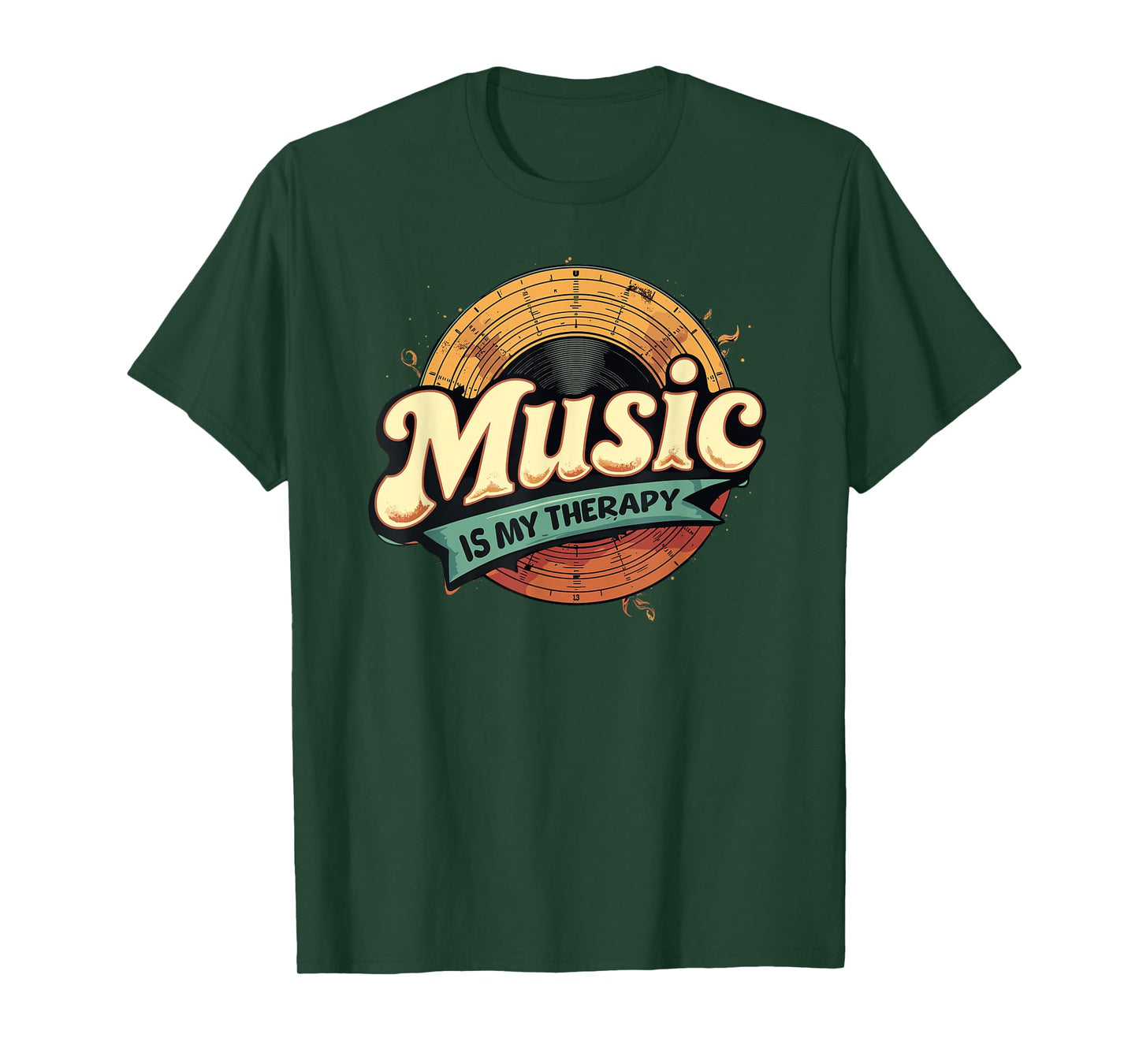 Music Is My Therapy Retro Music Lover T-Shirt