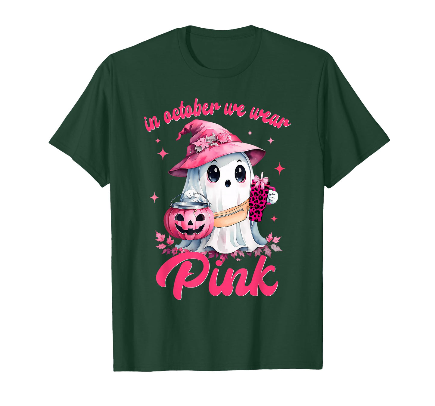 Breast Cancer Women Halloween Girls in October We Wear Pink T-Shirt