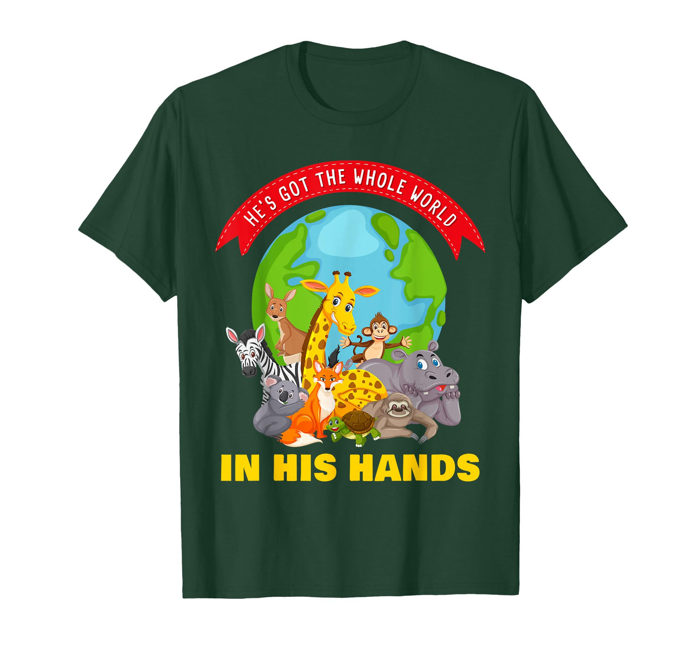 He's Got The Whole World in His Hands – Faith Kids Animals T-Shirt