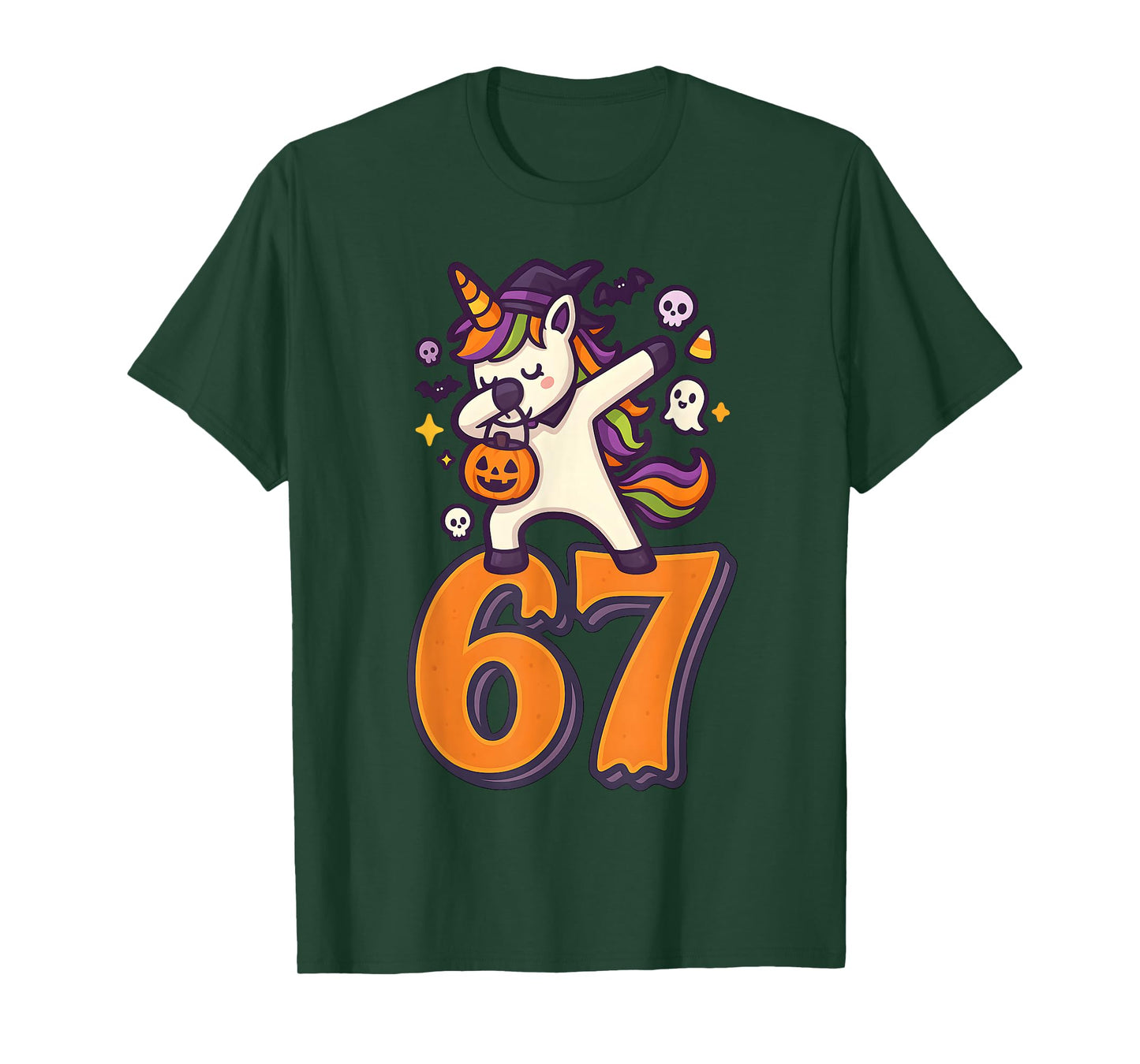 67 Halloween Unicorn Brainrot Meme Six Seven Girl's Women's T-Shirt