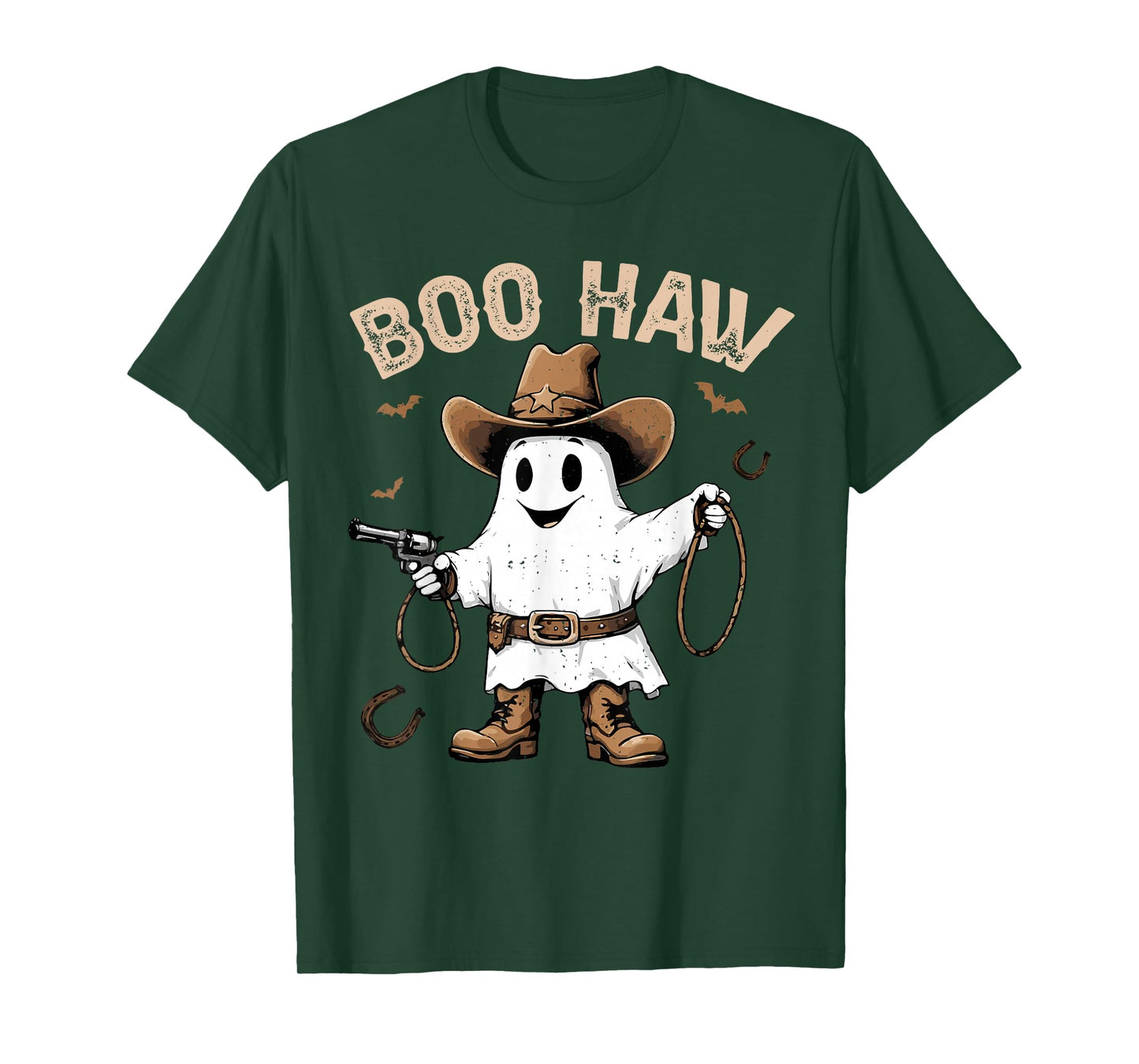 Boo Haw Ghost Cowboy Funny Spooky Season Halloween Boys Kids T-Shirt
