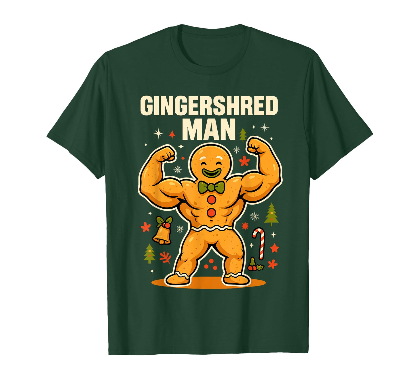Xmax Gym Gingerbread Man Costume, Fun Gingershred Christmas T-Shirt