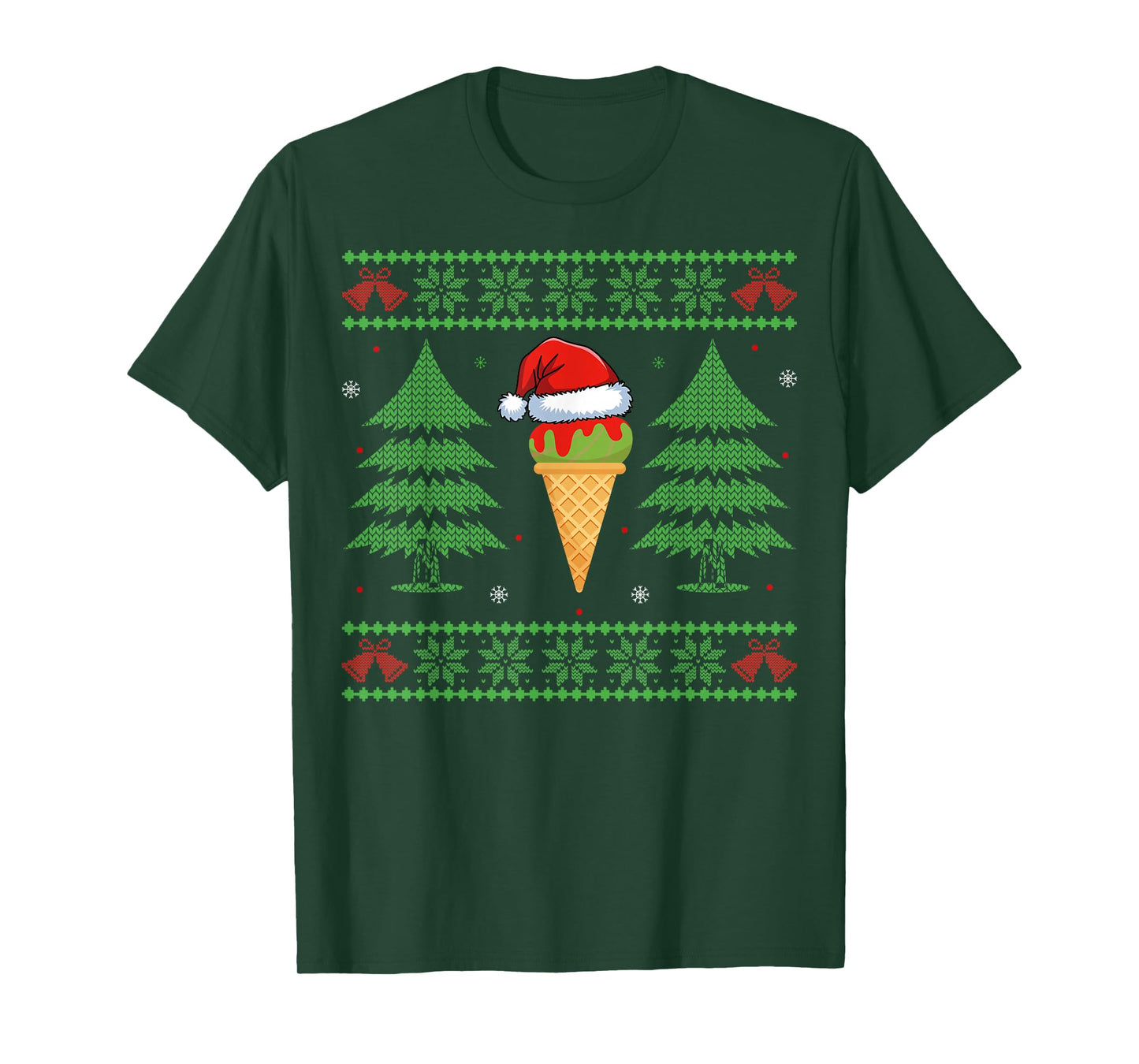 Funny Ice Cream Lover Xmas Santa Ugly Style Christmas T-Shirt