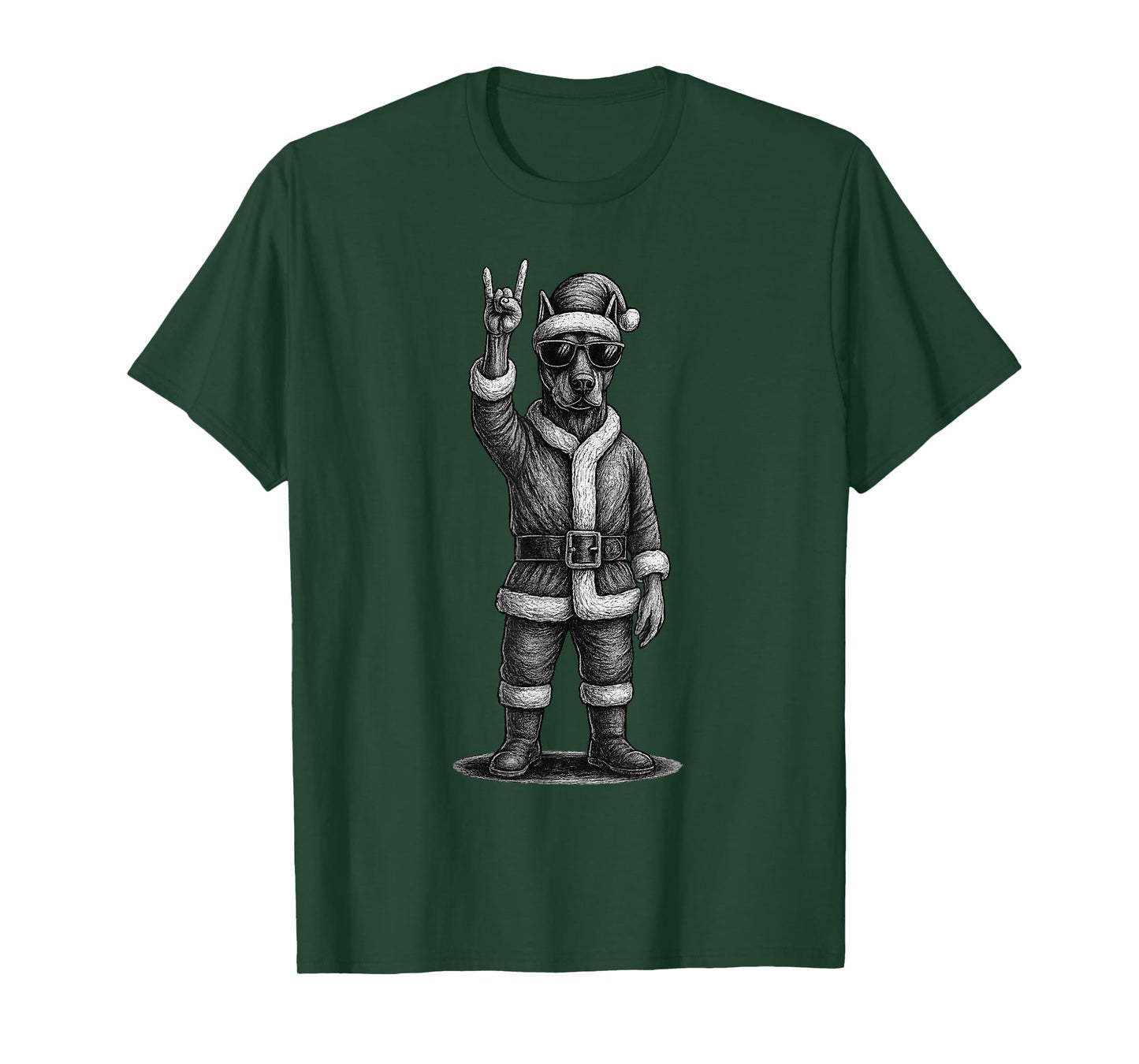 Doberman Pinscher Rock Music Christmas Dog Lover T-Shirt