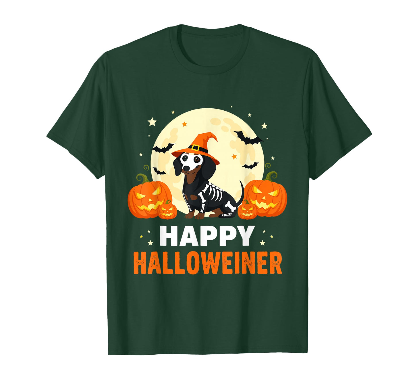 Happy Halloweiner Funny Halloween Dachshund Witch Skeleton T-Shirt