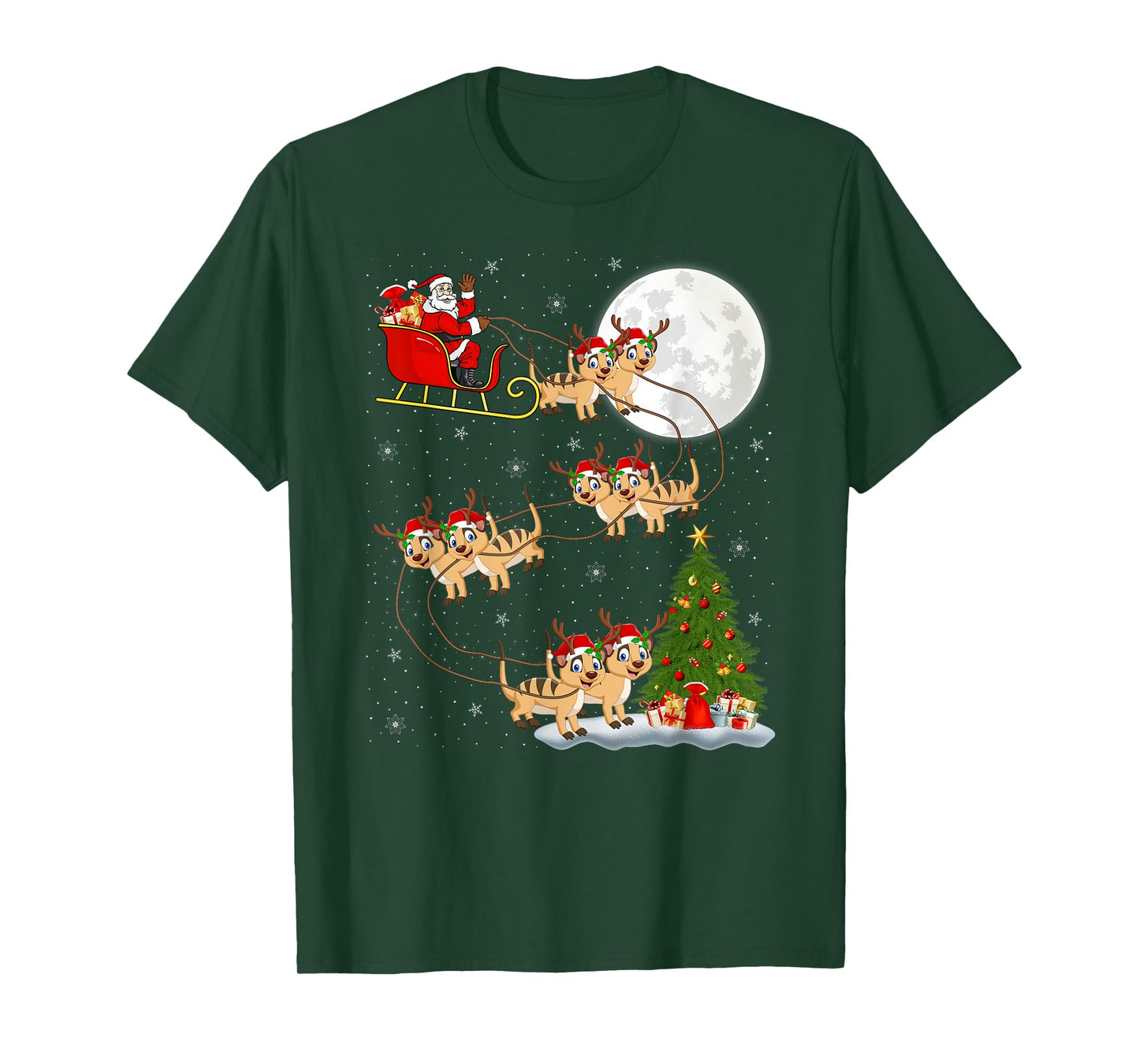 Meerkat Santa Sleigh Flying Funny Magical Christmas T-Shirt