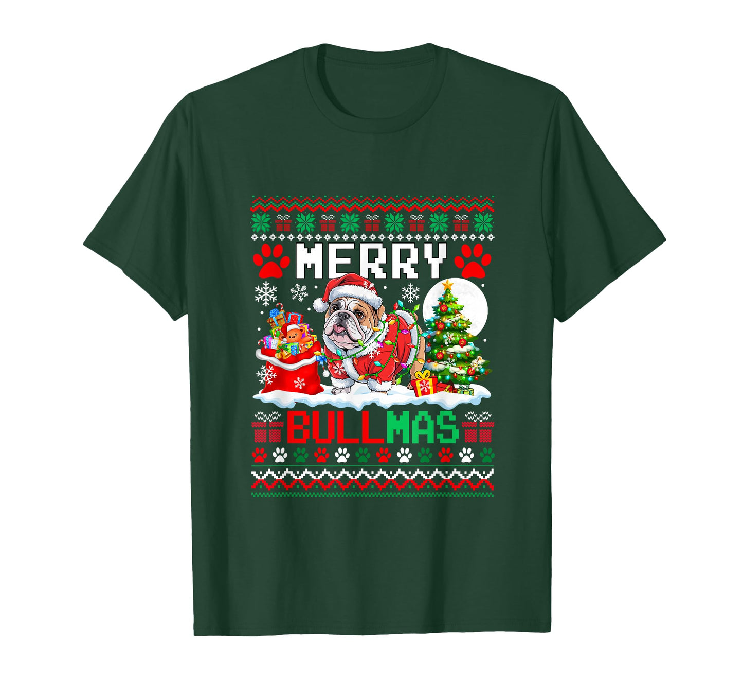 Merry Bullmas Christmas Sweater Santa Bulldog Funny Owner T-Shirt