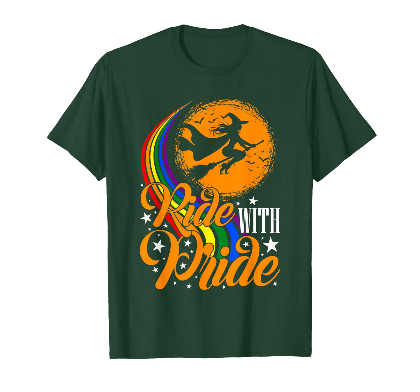 Ride with Pride LGBTQ Gay Lesbian Witch Halloween Costume T-Shirt