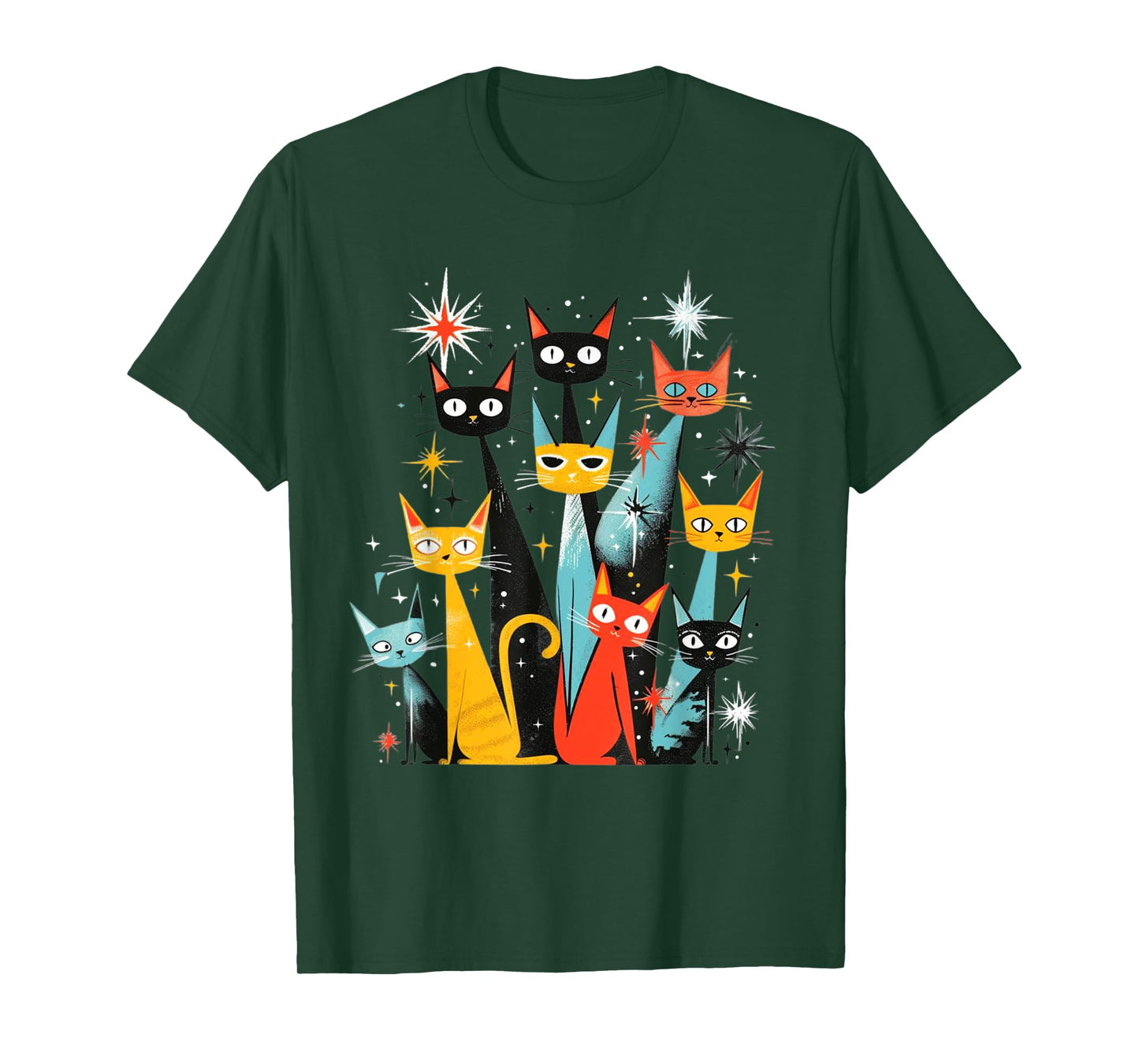 Vintage Retro Mid-Century Modern Look Cats 50s 60s Style T-Shirt