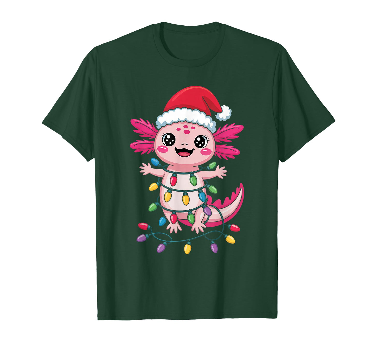 Santa Hat Axolotl Matching Family Cute Christmas Axolotl T-Shirt