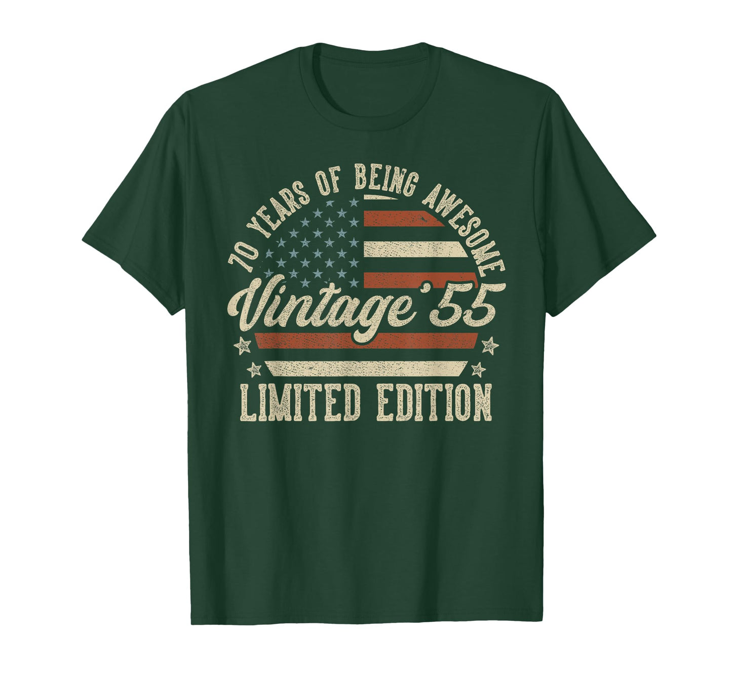 Vintage 1955 70th Birthday Gift 70 Years Old American Flag T-Shirt