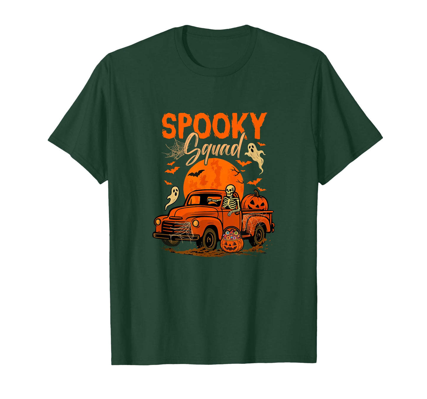 Spooky Halloween Squad Skeleton Driving Pickup Truck Driver T-Shirt