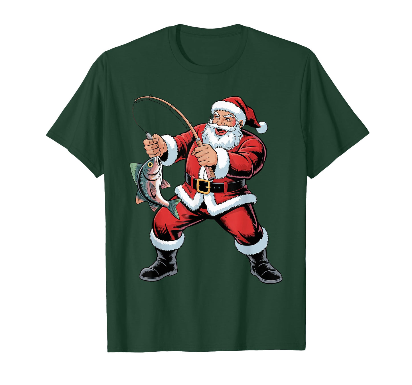 Fisherman Santa Funny Fishing Lovers Christmas Xmas Pajama T-Shirt