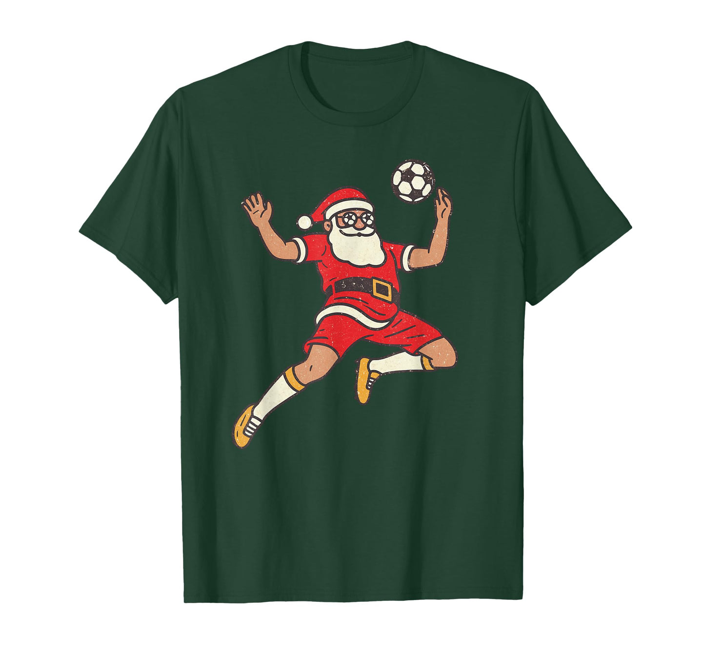 Santa Playing Soccer Christmas Vintage Funny Xmas Holiday T-Shirt