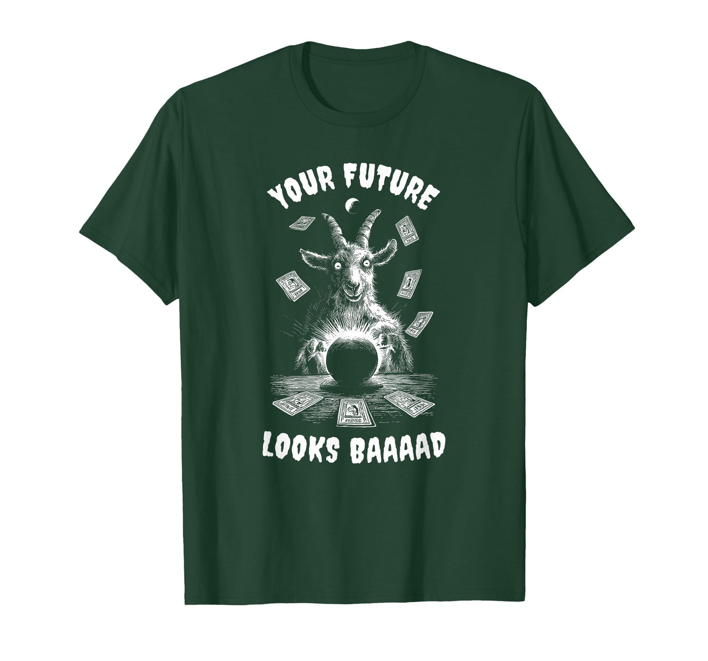 Your Future Looks Baaaad Goat Halloween Tarot Funny Horror T-Shirt
