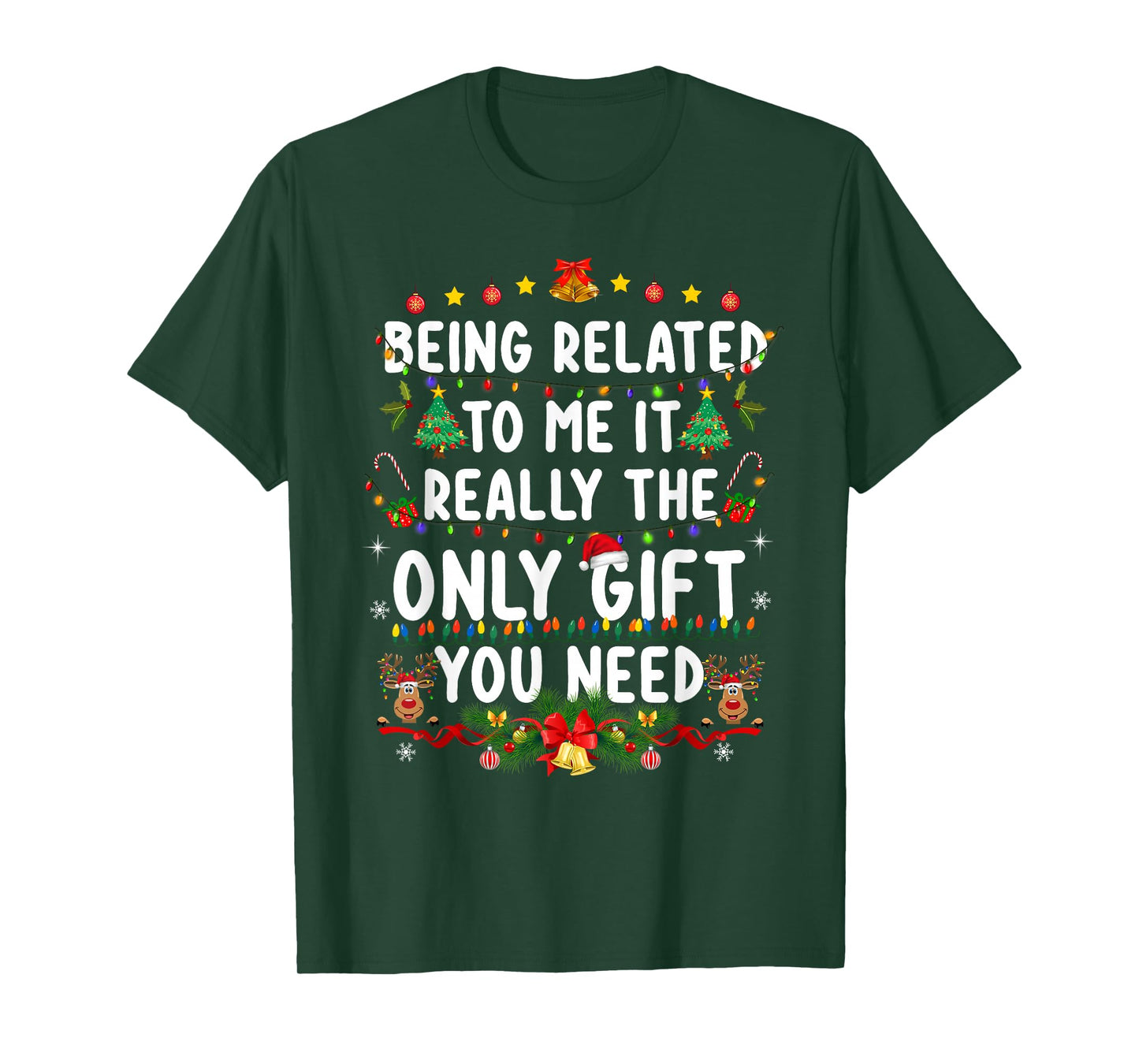 Being Related to Me Funny Christmas Shirts Women Men Family T-Shirt