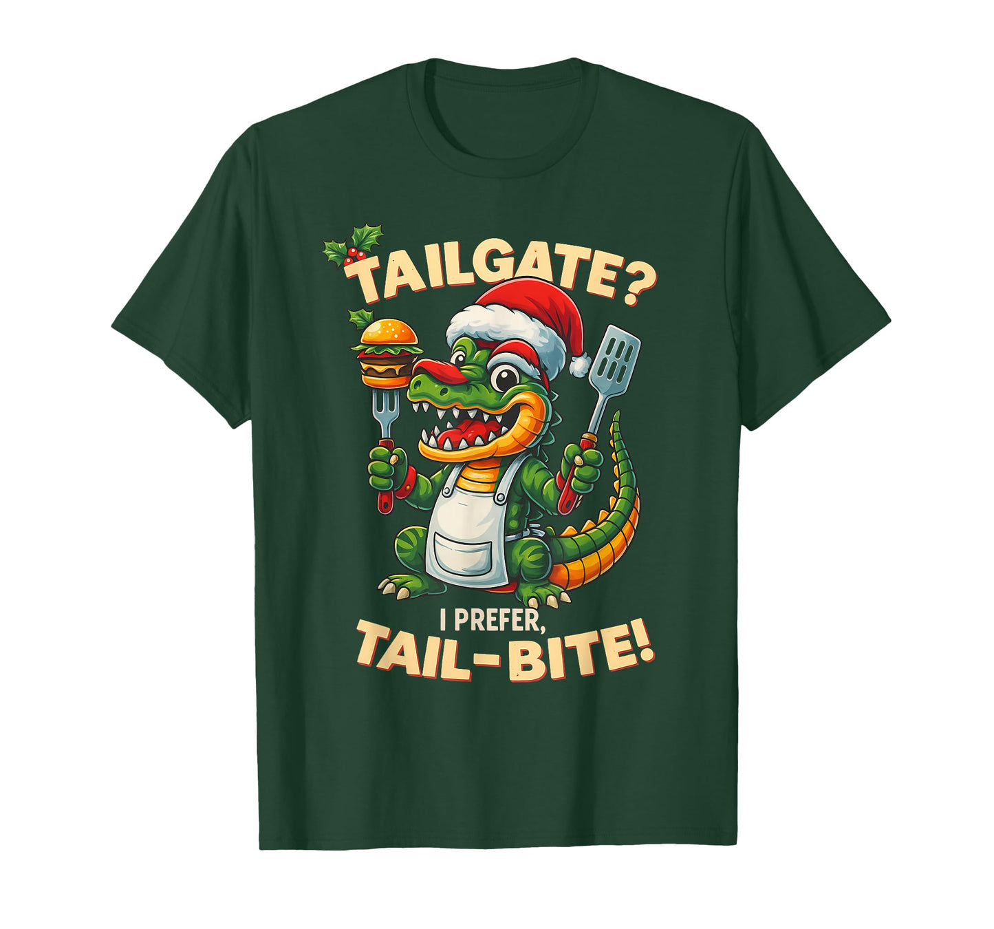 Funny Alligator Tailgate Christmas Tail-Bite BBQ Humor T-Shirt