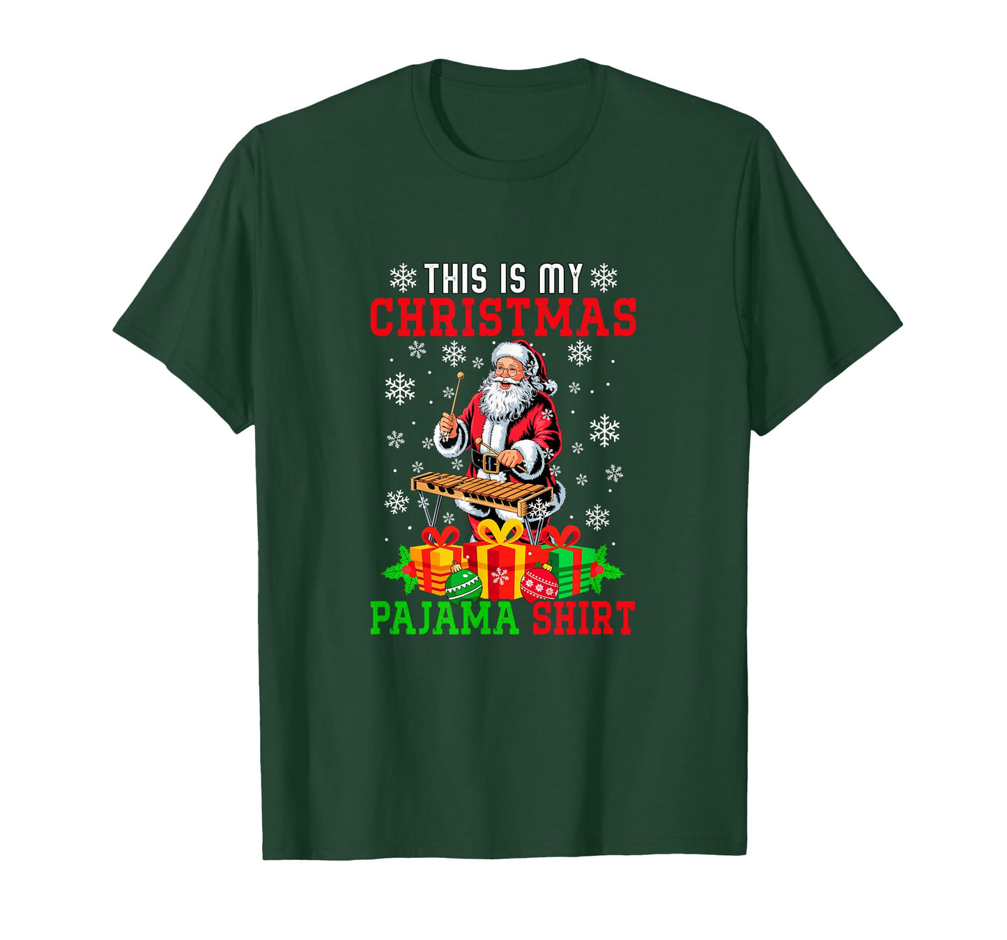 My Christmas Pajama Shirt Santa Playing Xylophone Instrument T-Shirt