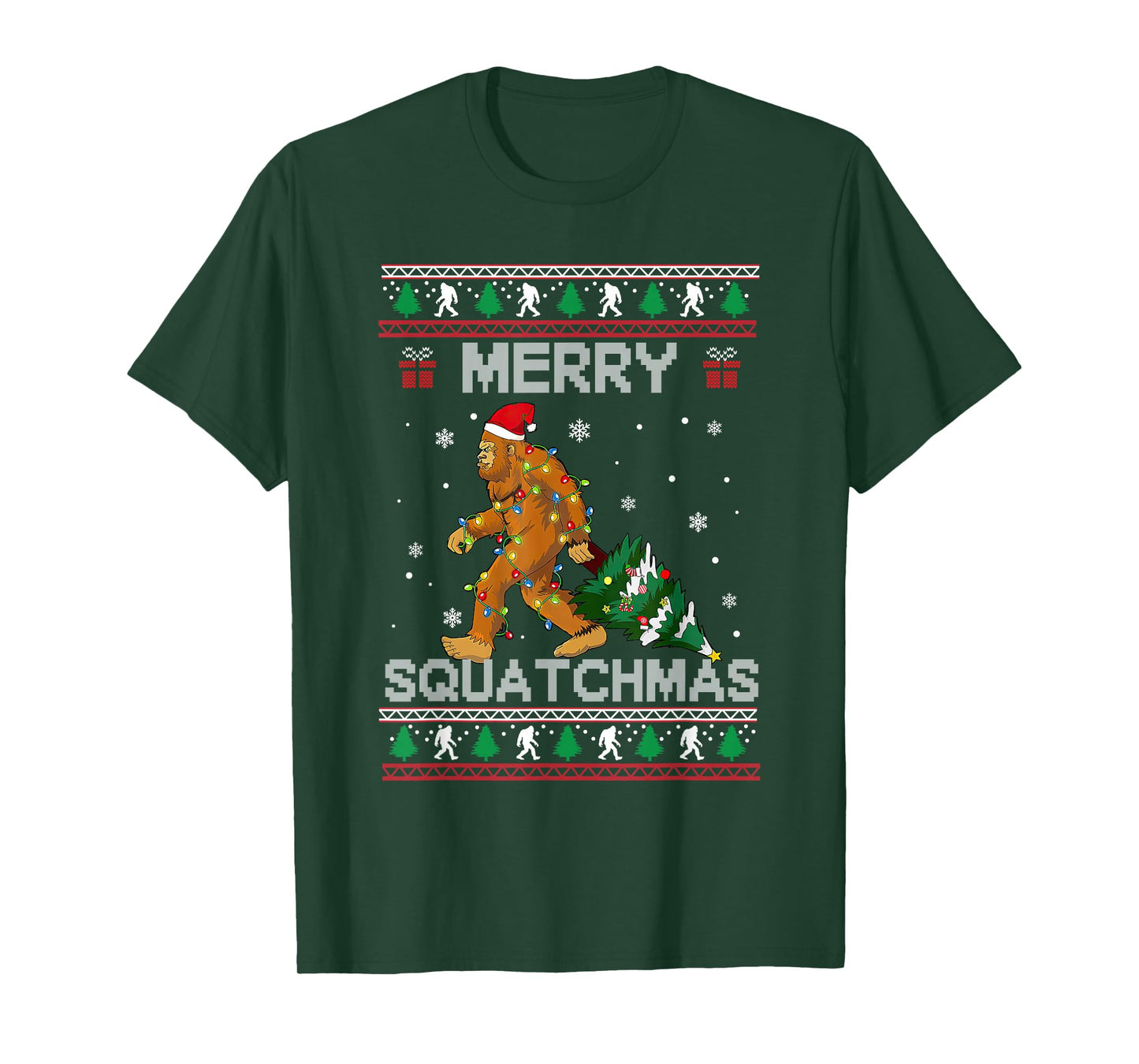 Merry Squatchmas Santa Claus Funny Sasquatch Ugly Christmas T-Shirt
