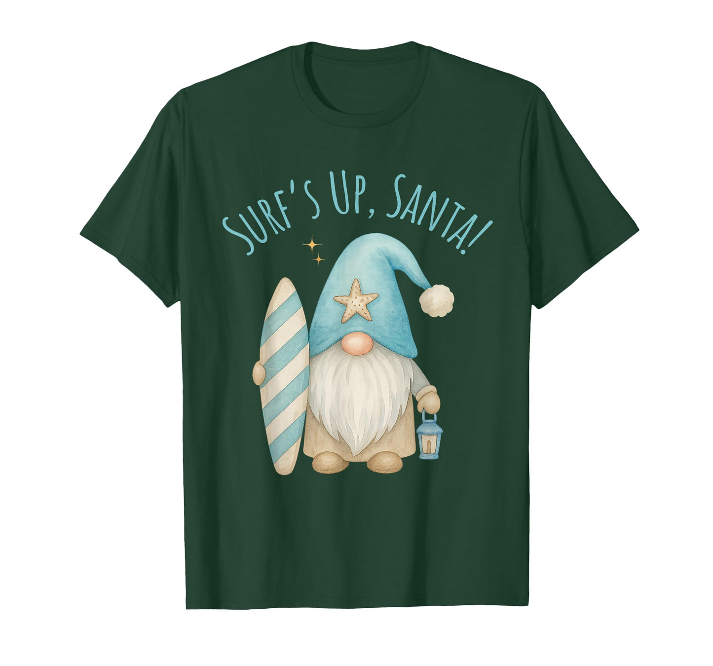 Surf's Up Santa Funny Christmas Gnome T-Shirt